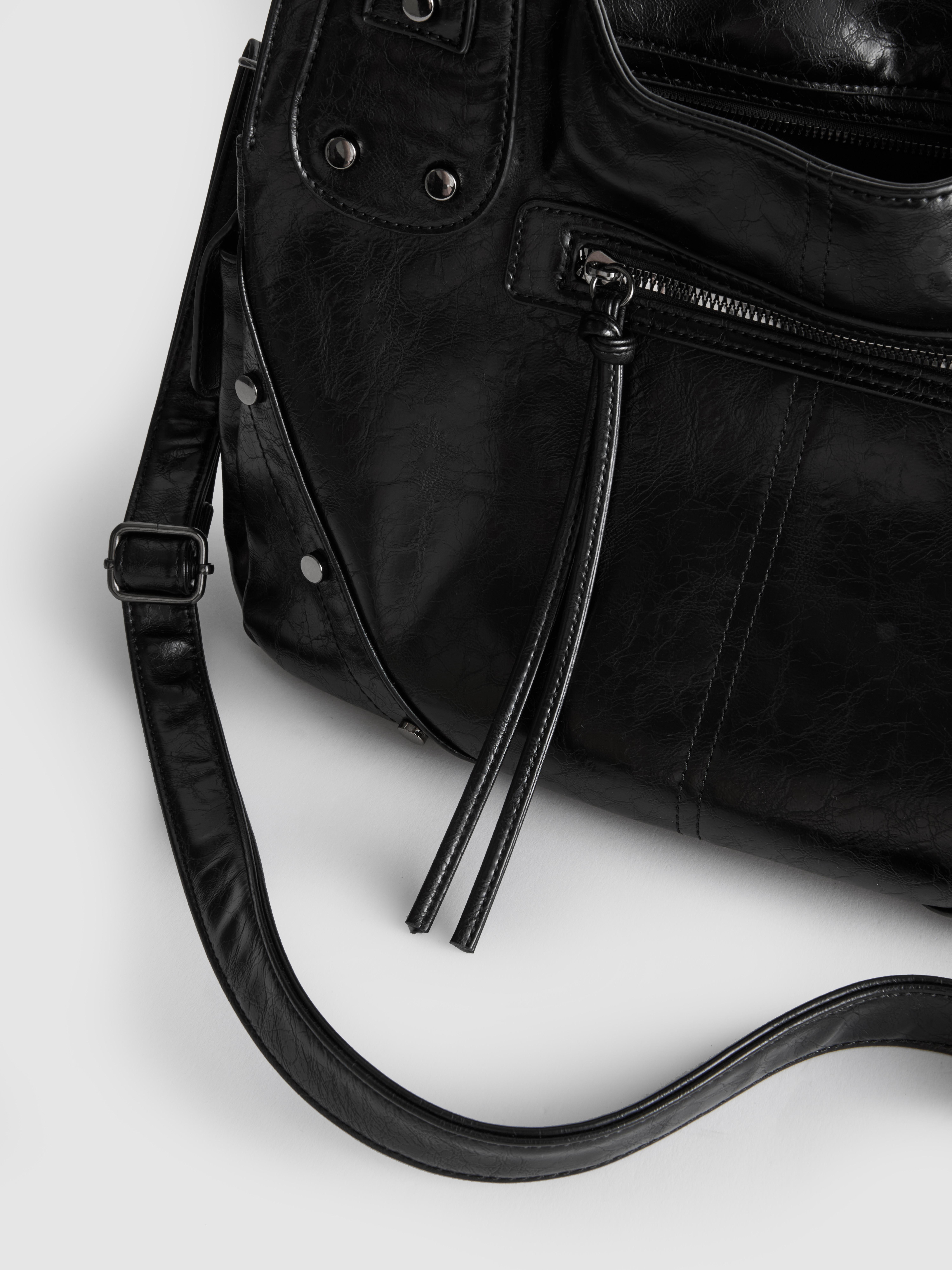 Women's Black Distressed Slouchy Tote Bag