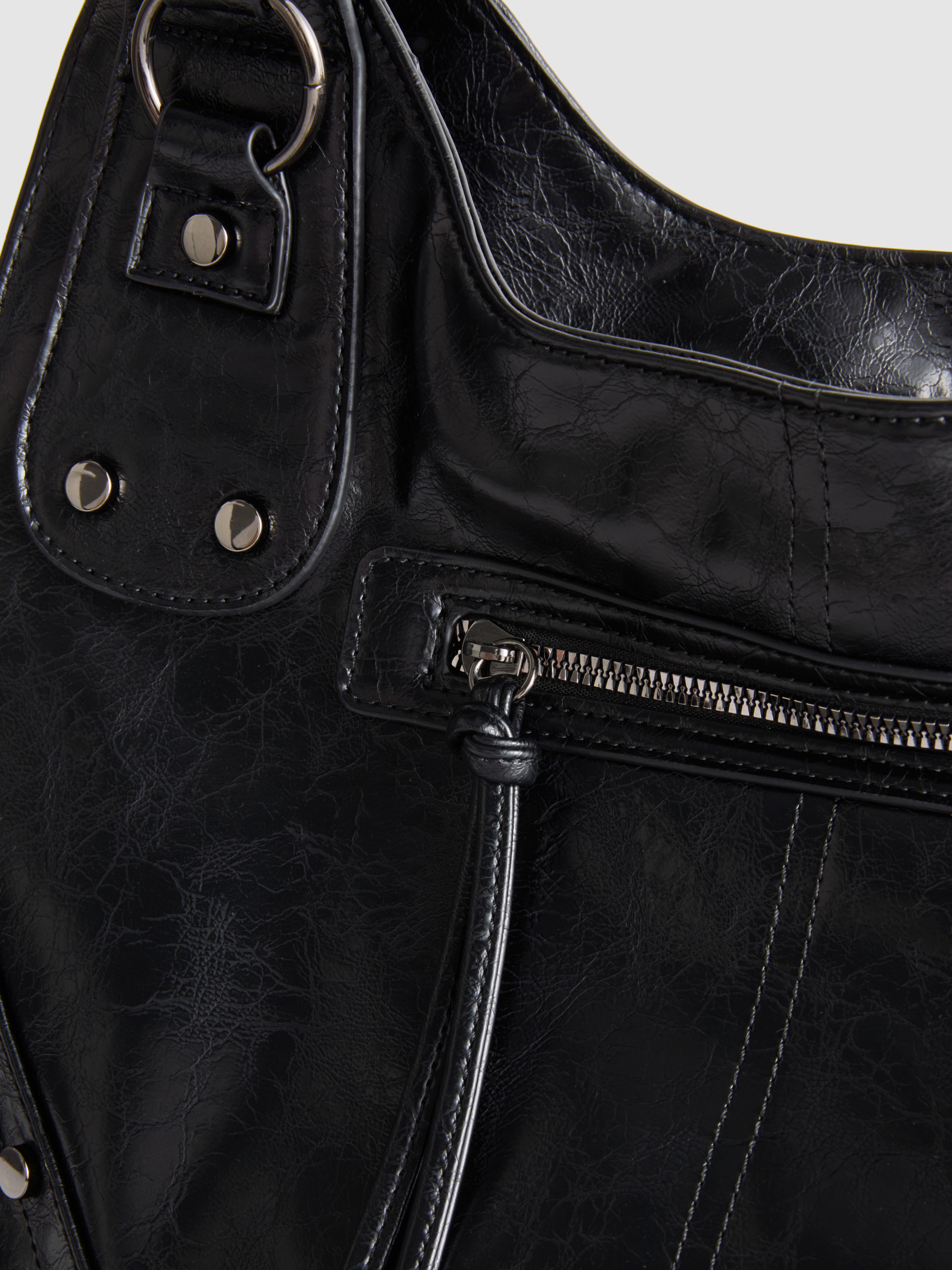 Women's Black Distressed Slouchy Tote Bag