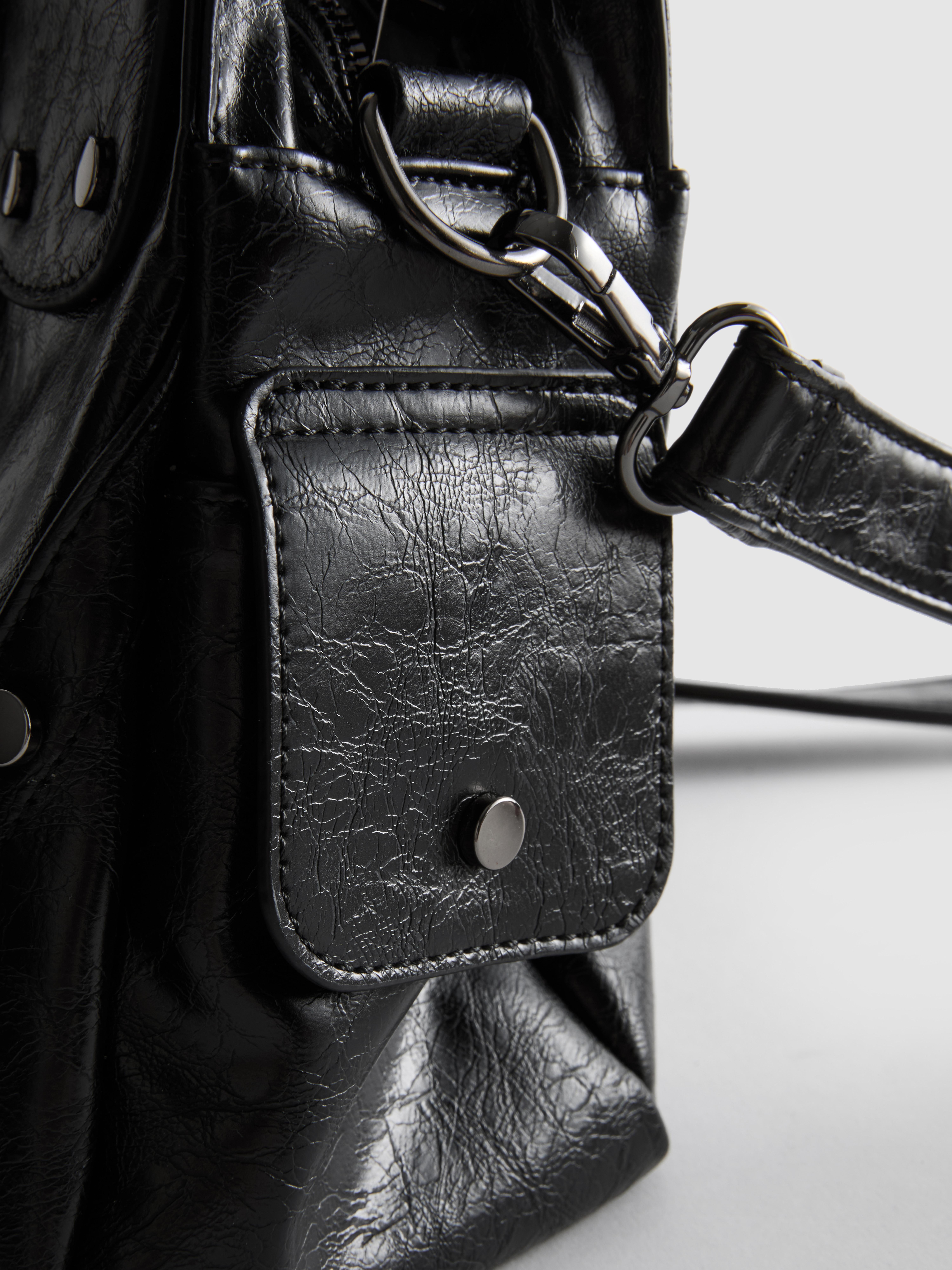 Women's Black Distressed Slouchy Tote Bag