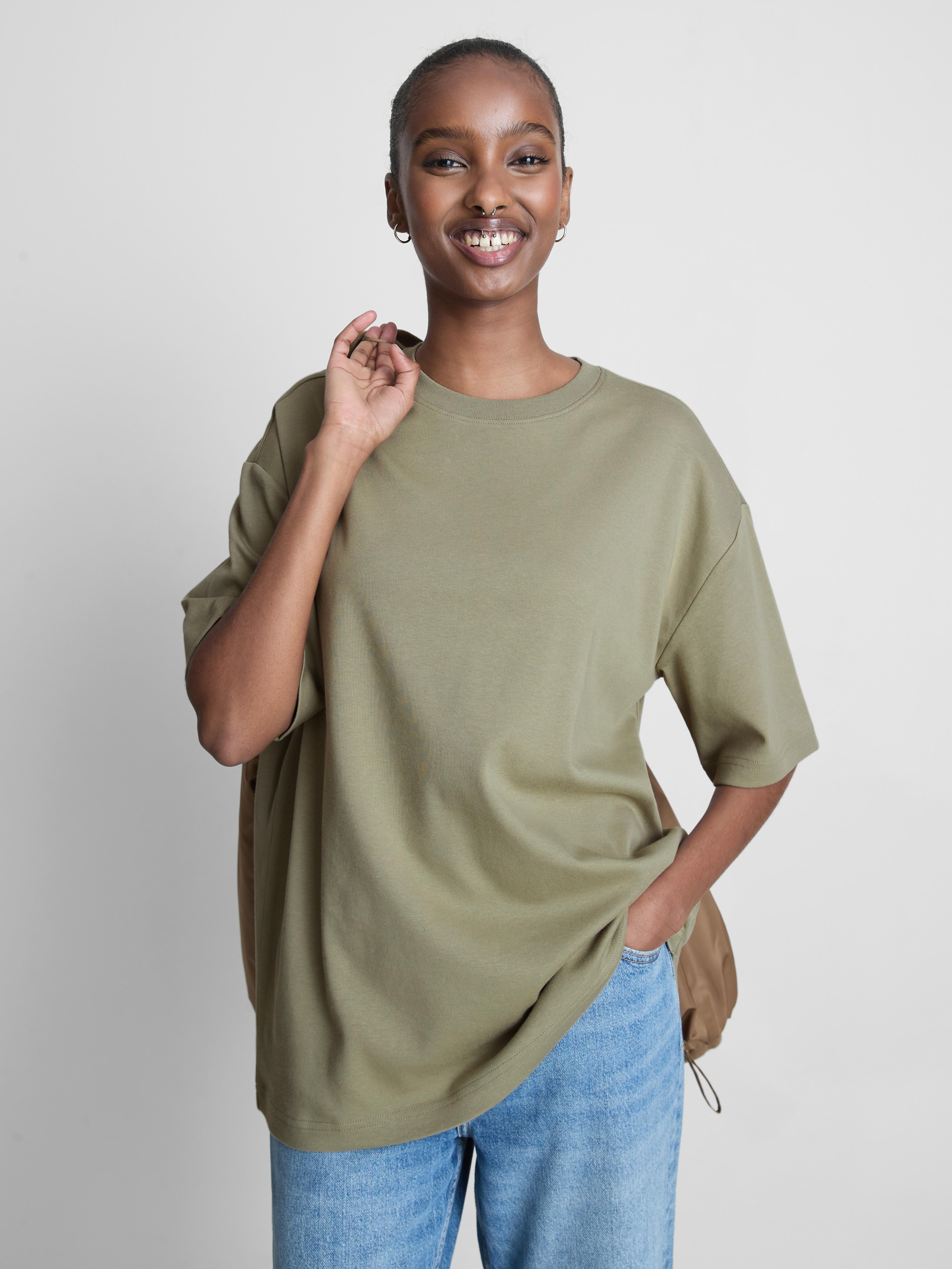Women's Olive Relaxed Cotton Tee