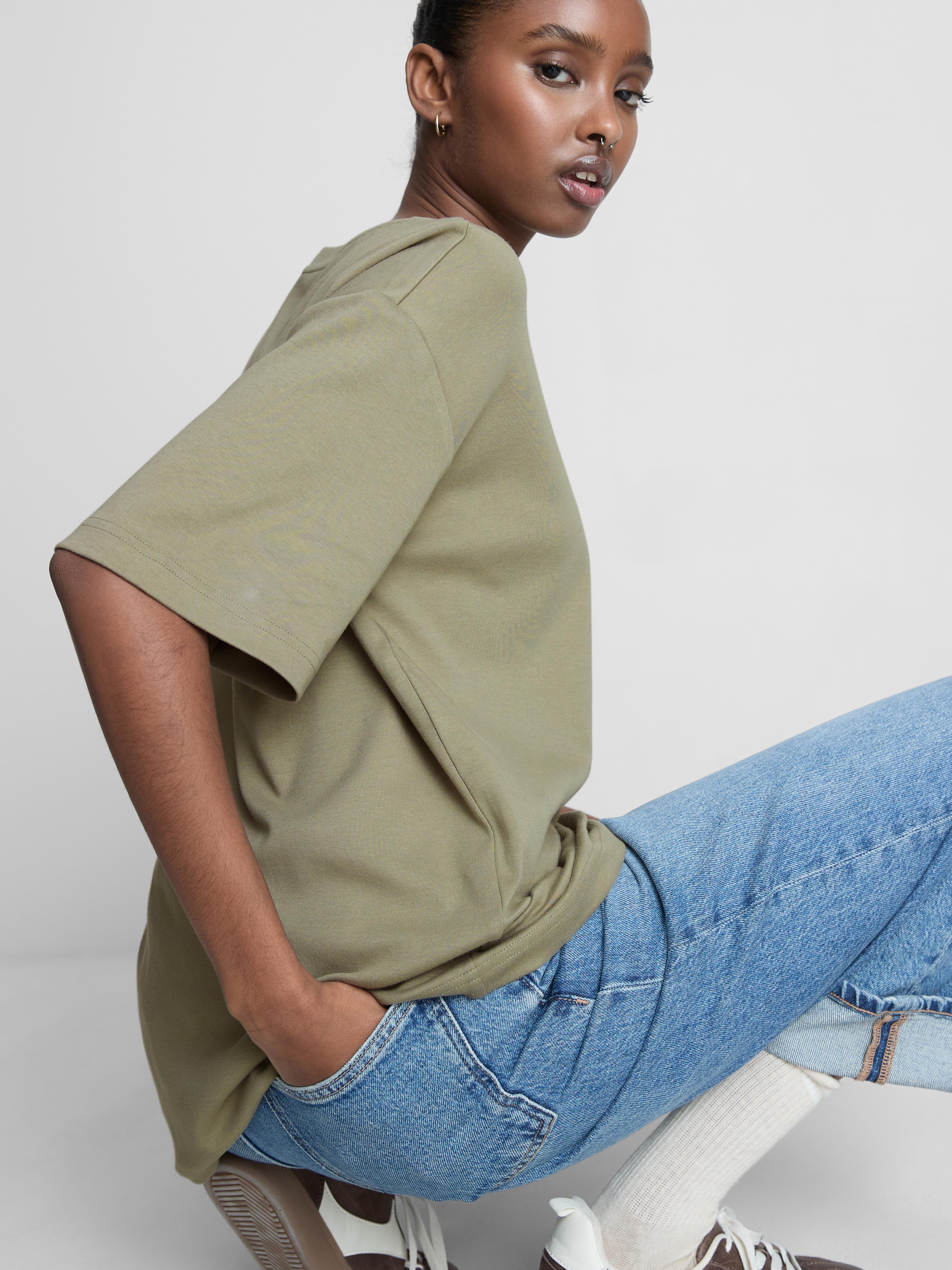 Women's Olive Relaxed Cotton Tee