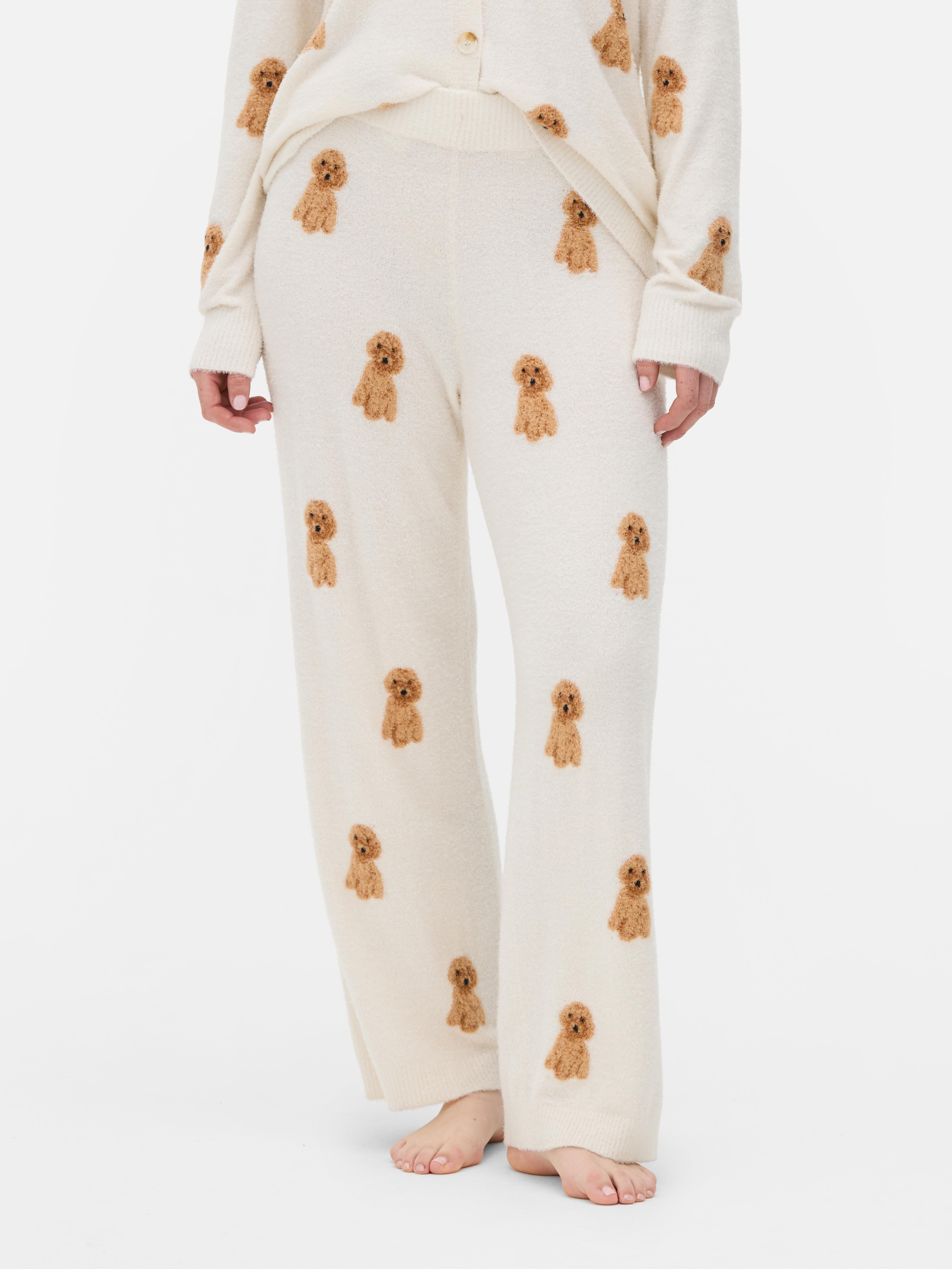 Fluffy Wide Leg Printed Pyjama Bottoms