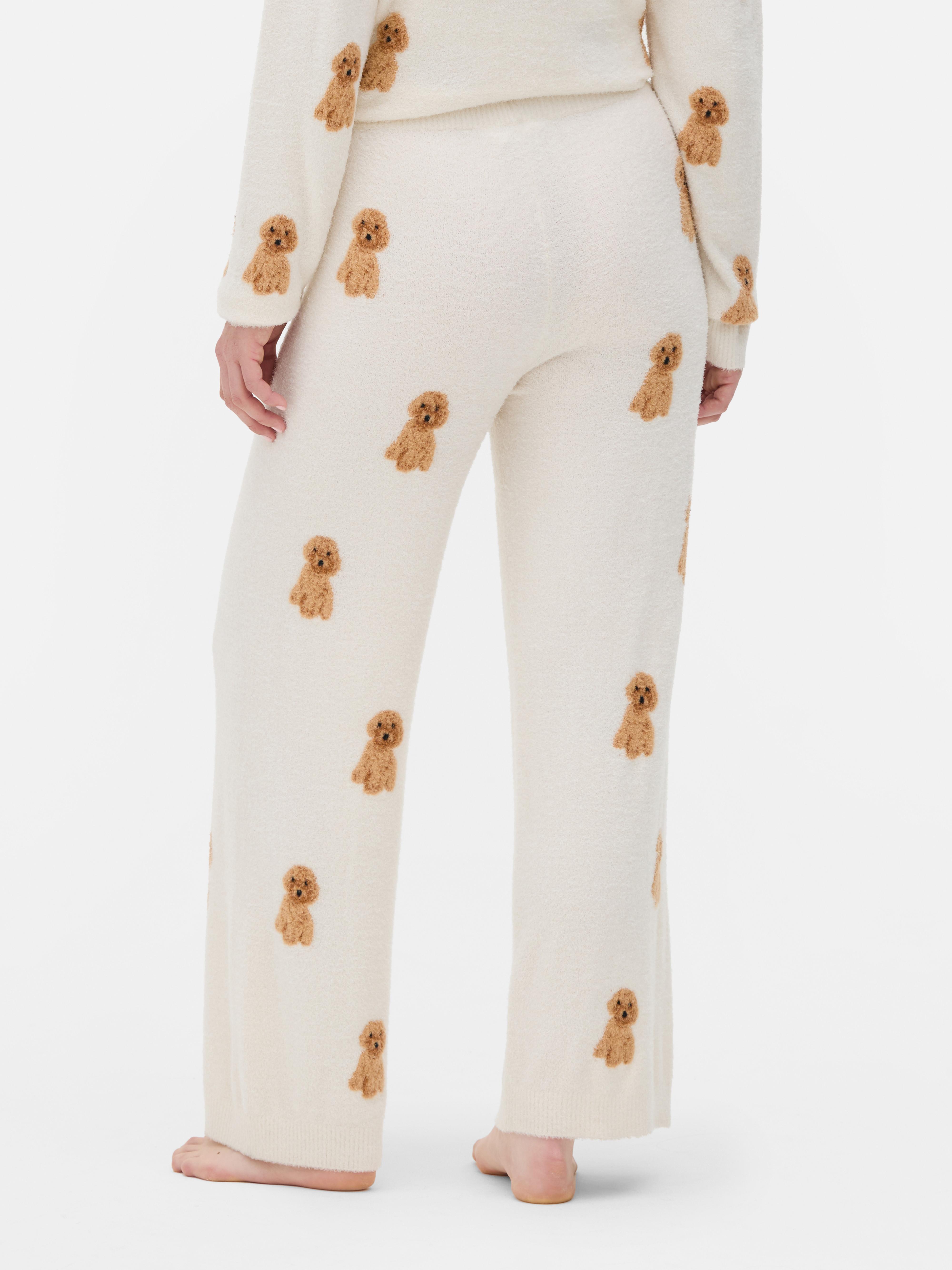 Fluffy Wide Leg Printed Pyjama Bottoms