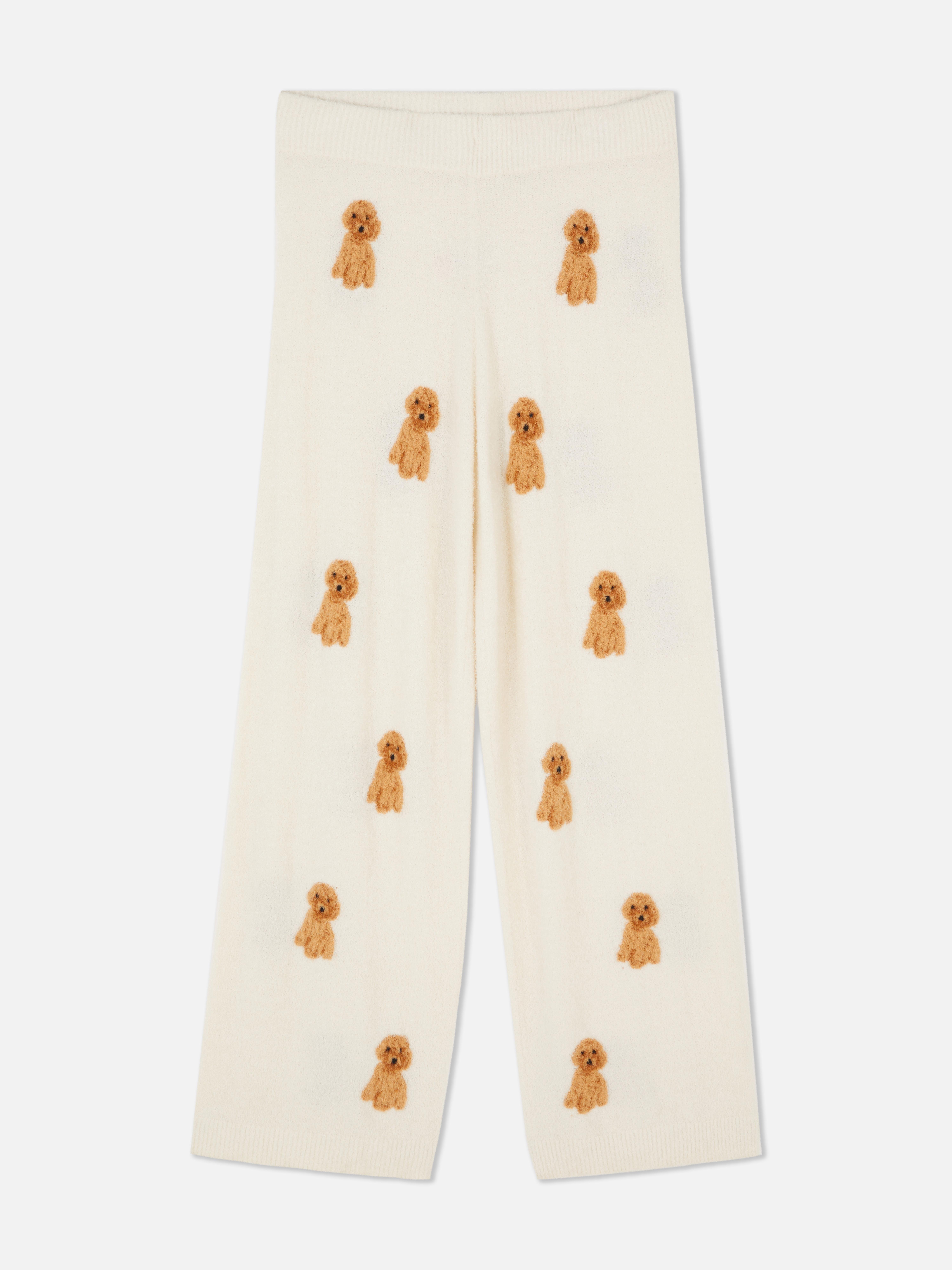Fluffy Wide Leg Printed Pyjama Bottoms