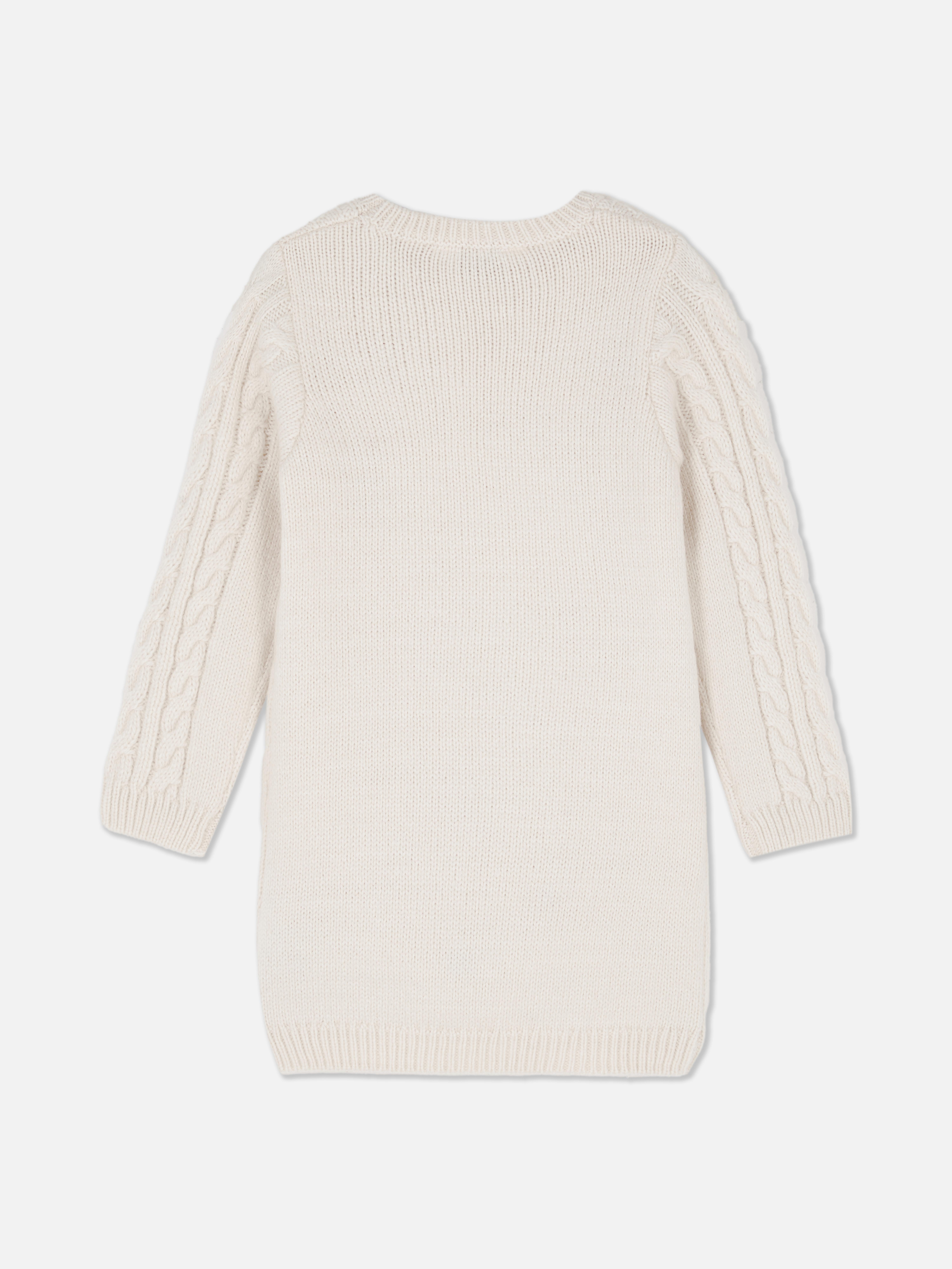 18 mois–8 ans | Robe-pull en maille torsadée à fleurs et collants