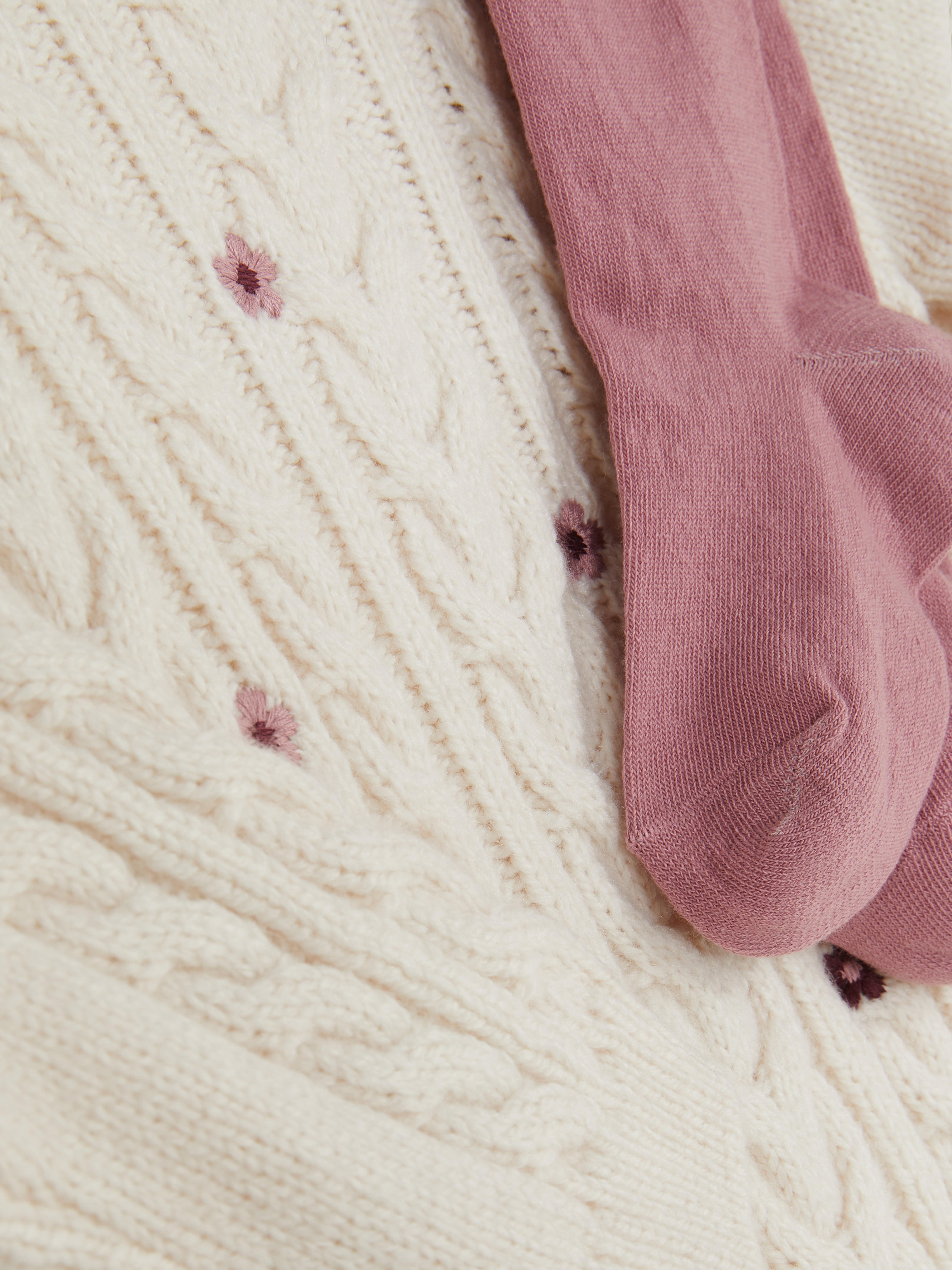 18 mois–8 ans | Robe-pull en maille torsadée à fleurs et collants