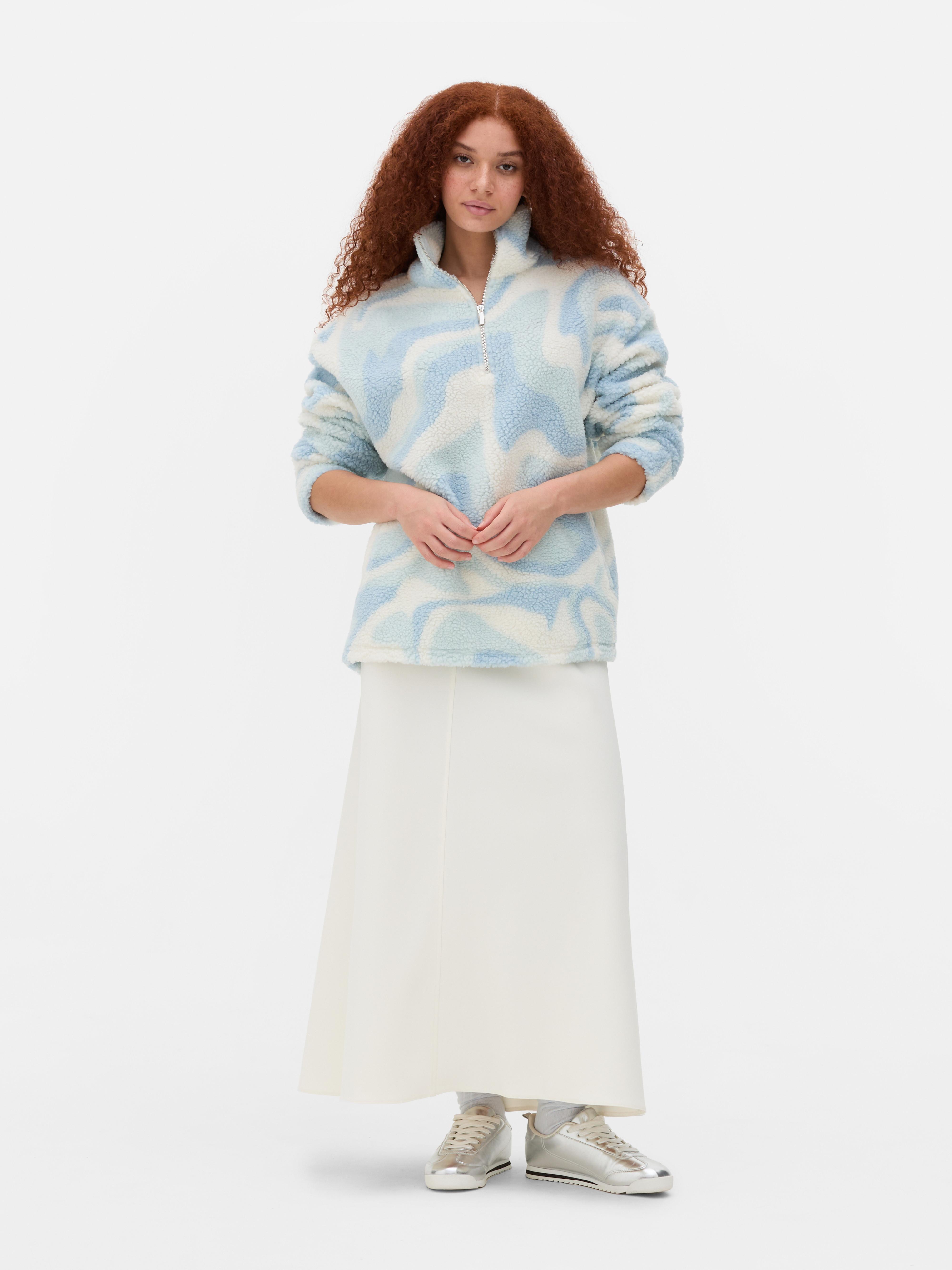 Printed Half Zip Borg Fleece
