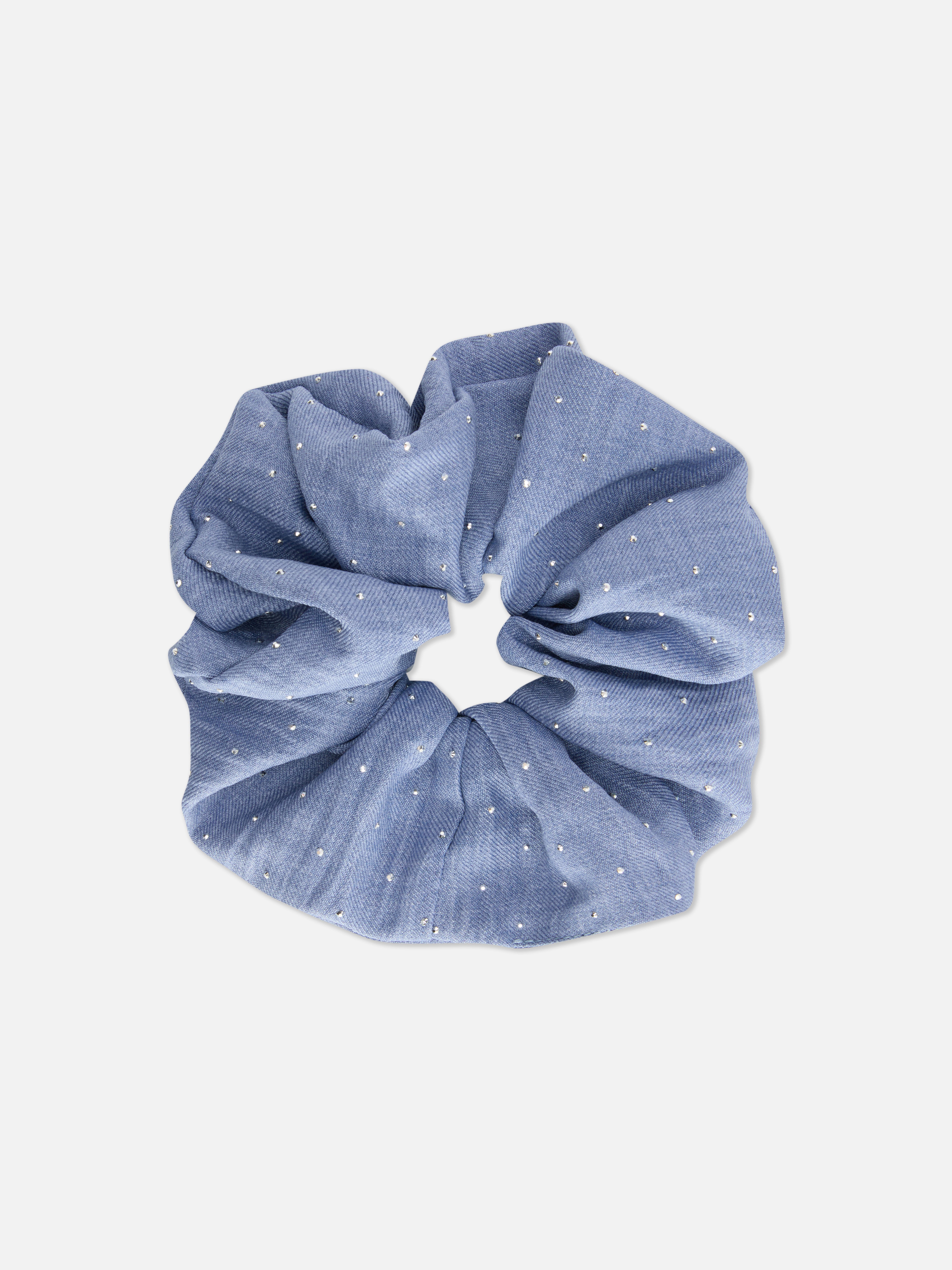 Rhinestone Denim Hair Scrunchie
