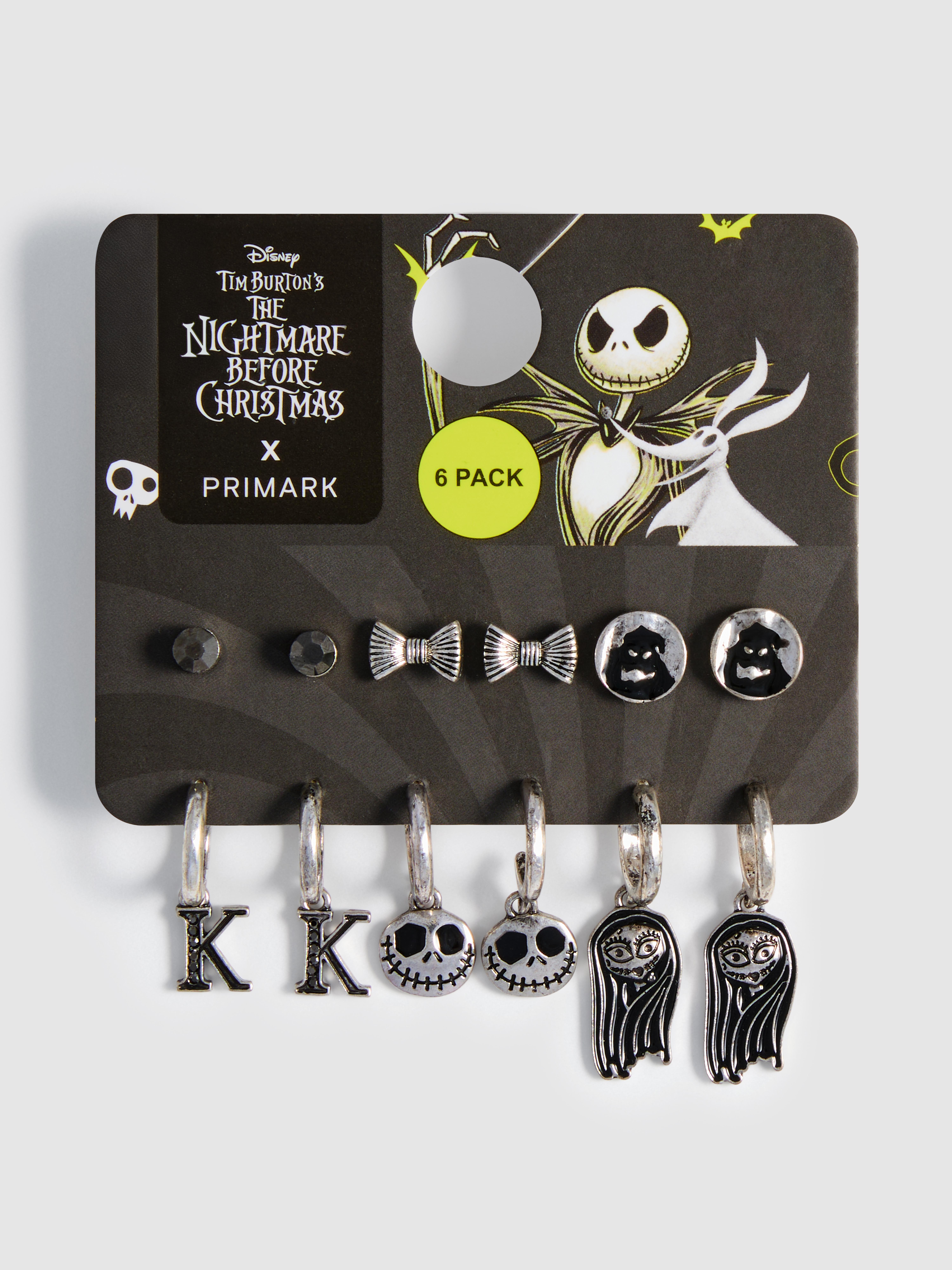 6pk Nightmare Before Christmas Stud and Hoop Earrings