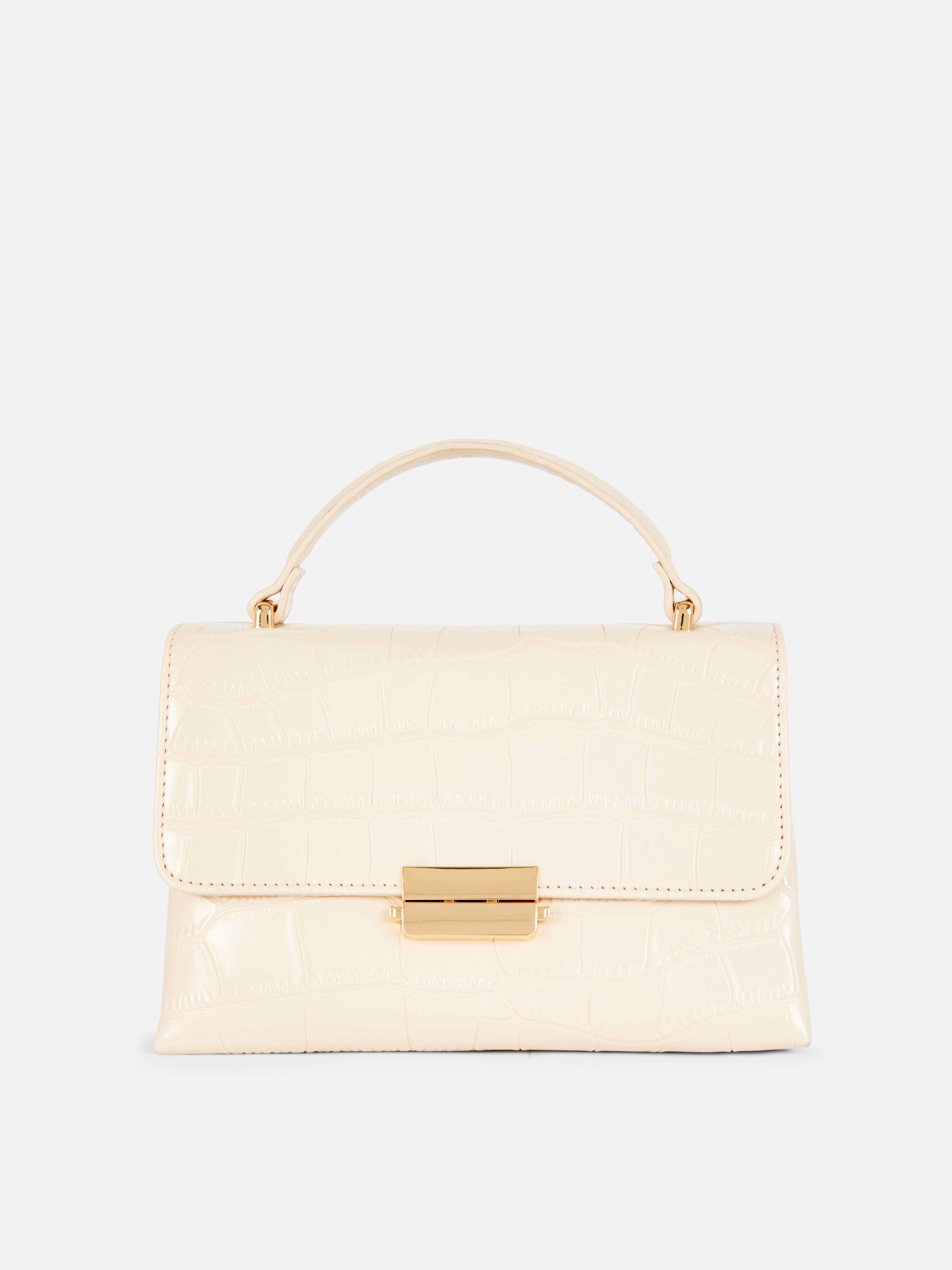 Strukturierte Mini-Tasche Ecrufarben