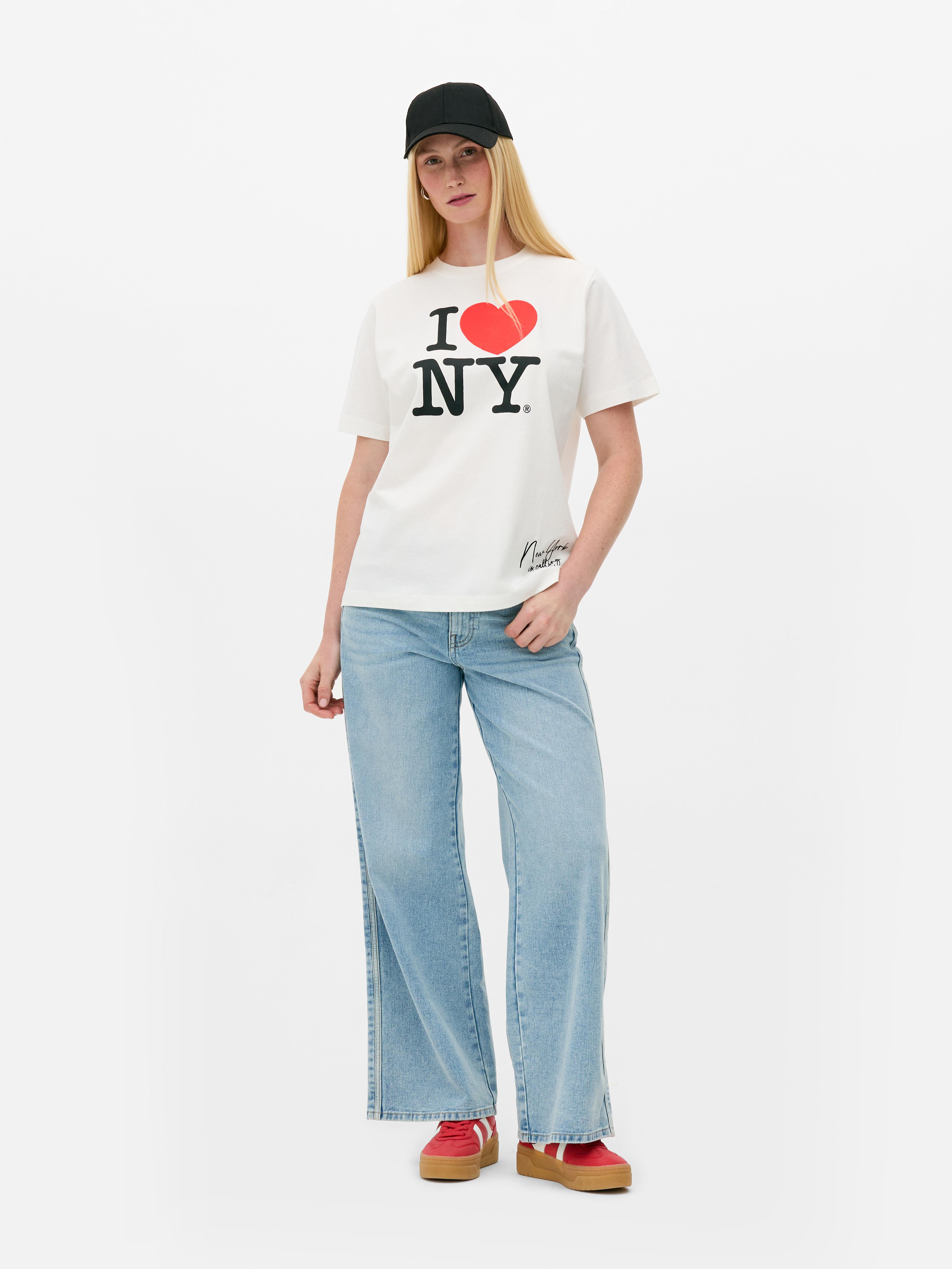 Klassisches Rundhals-T-Shirt mit I Love NY-Print