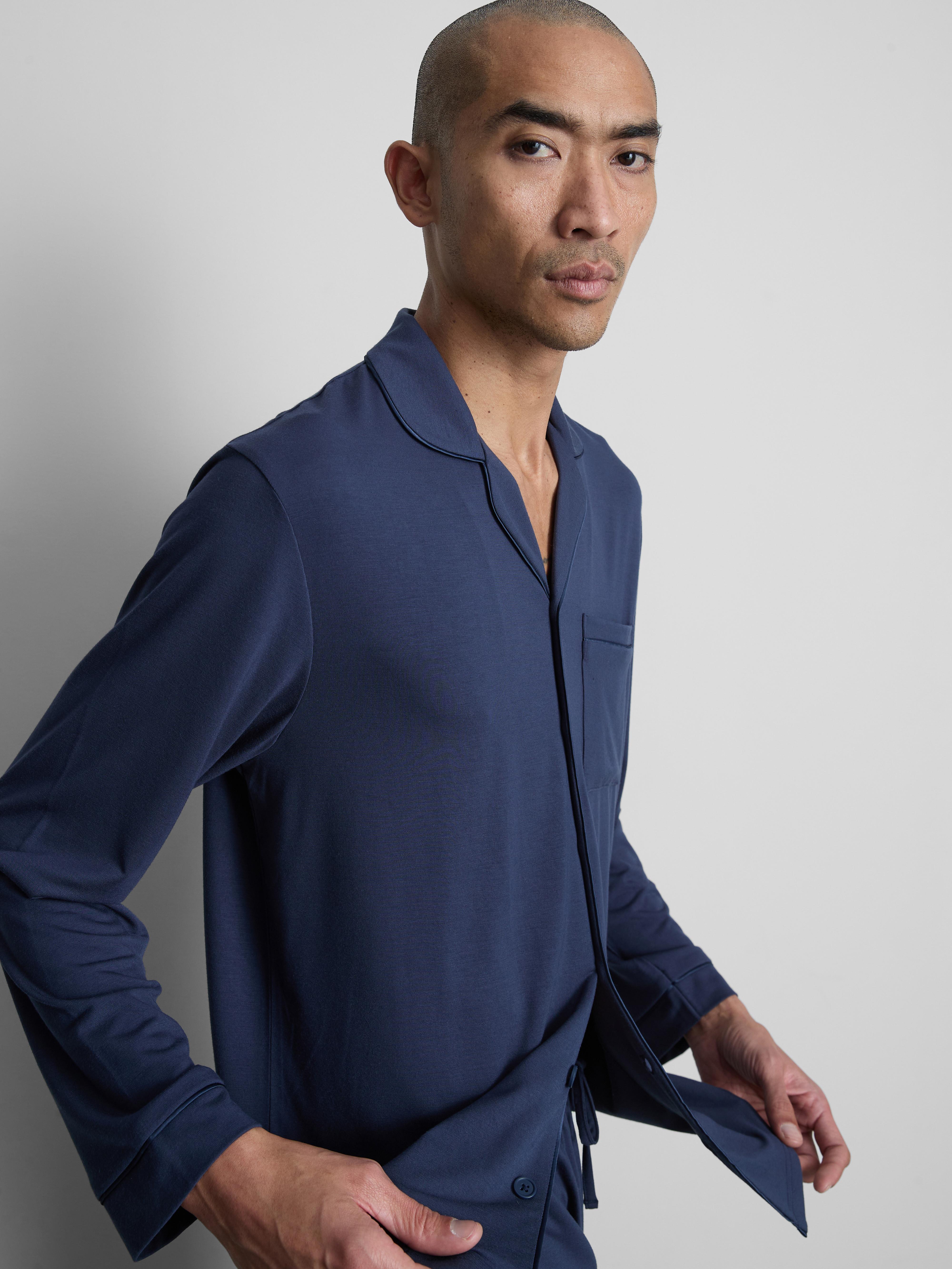Men's Navy Button-Up Pajama Top