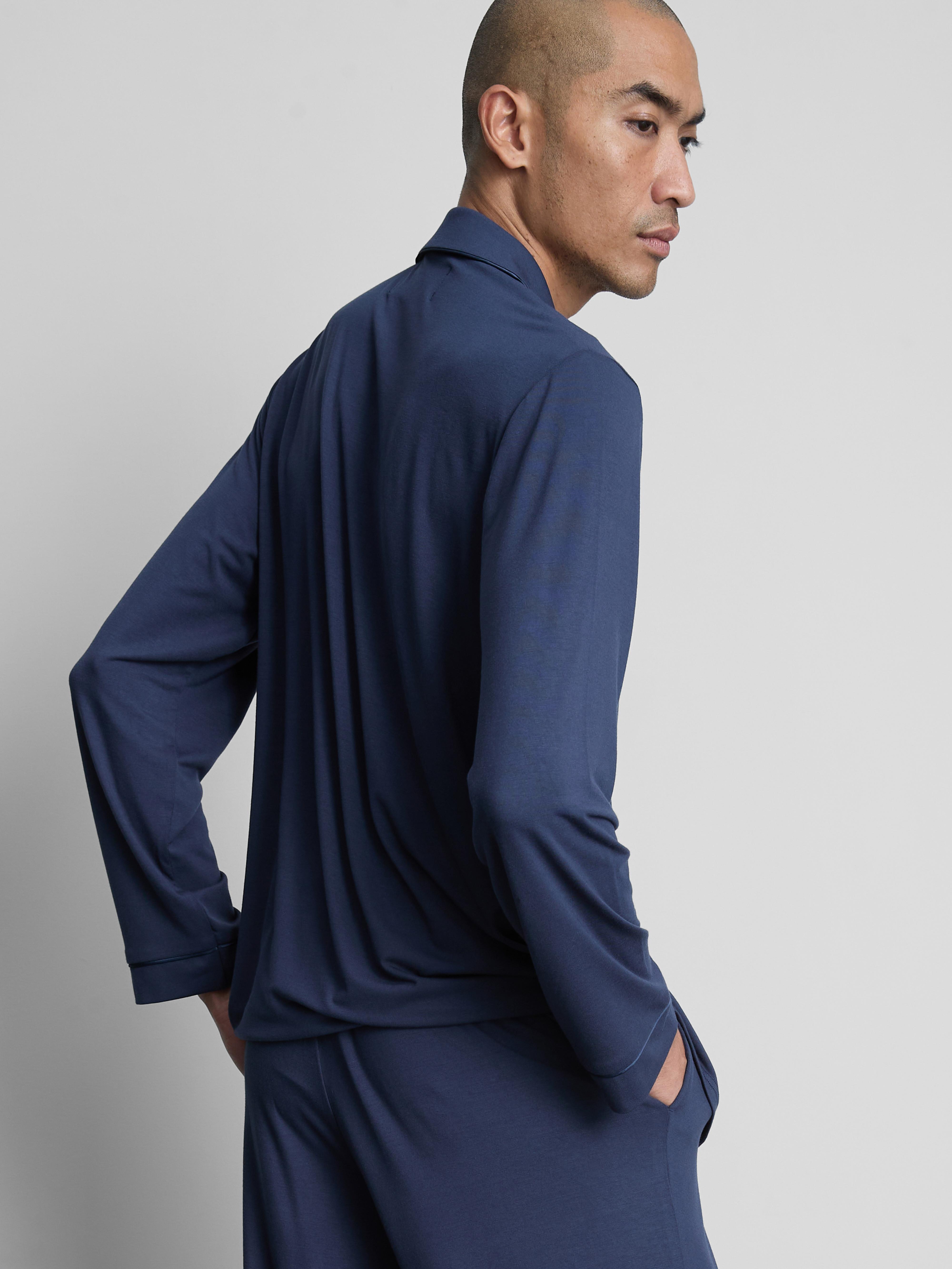 Men's Navy Button-Up Pajama Top