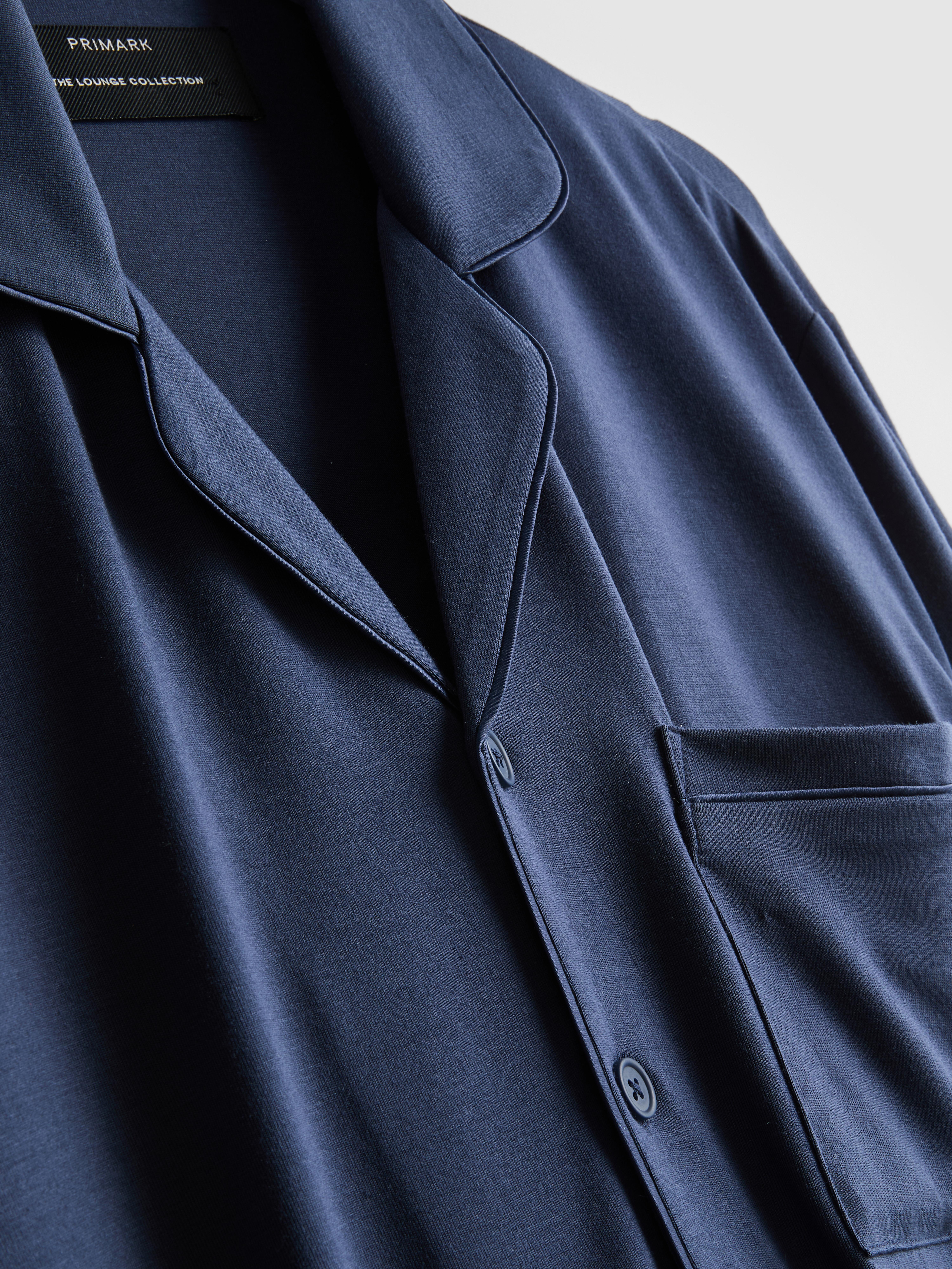 Men's Navy Button-Up Pajama Top