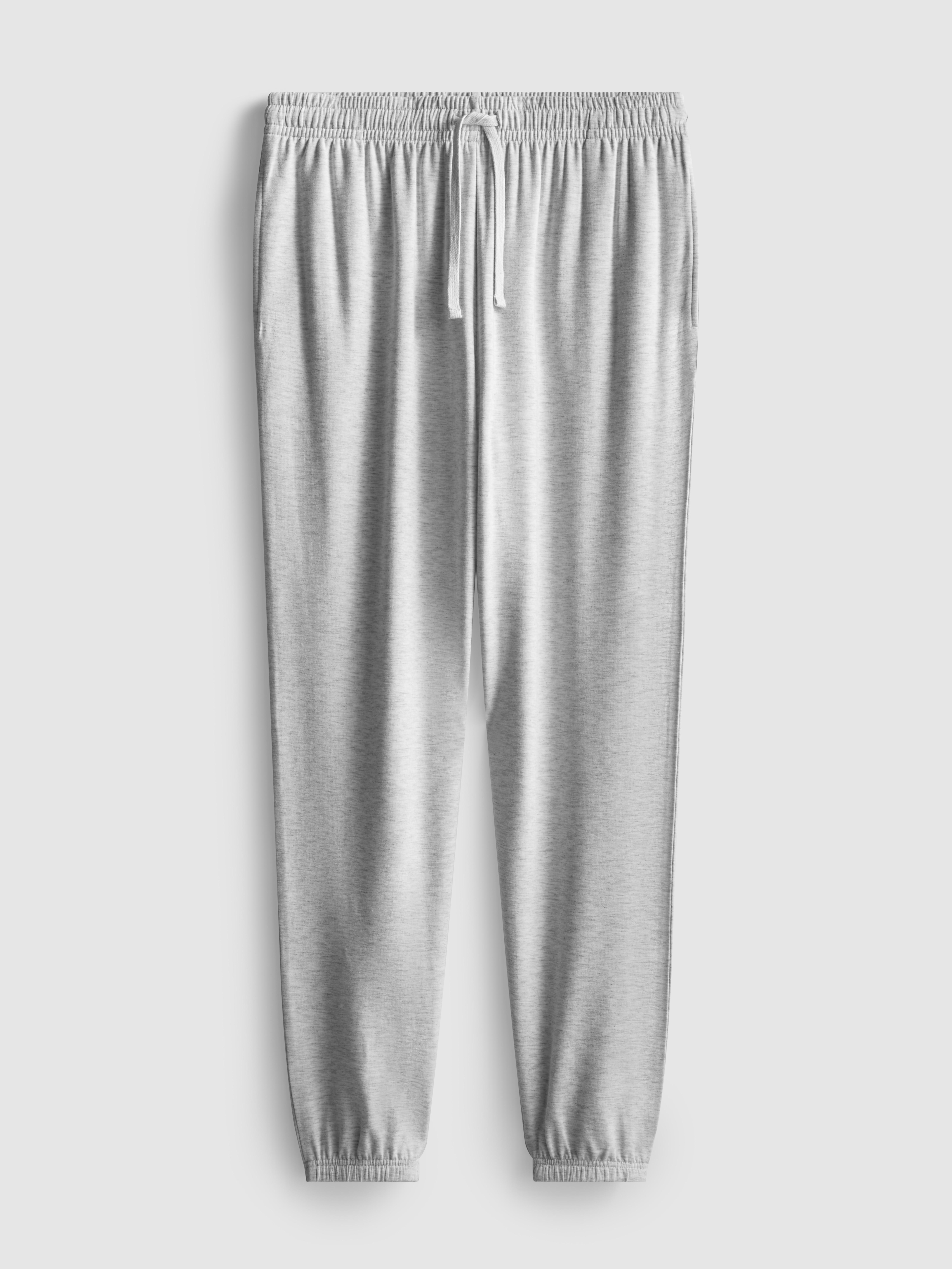 Men's Gray Heather Cuffed-Leg Drawstring Pajama Bottoms