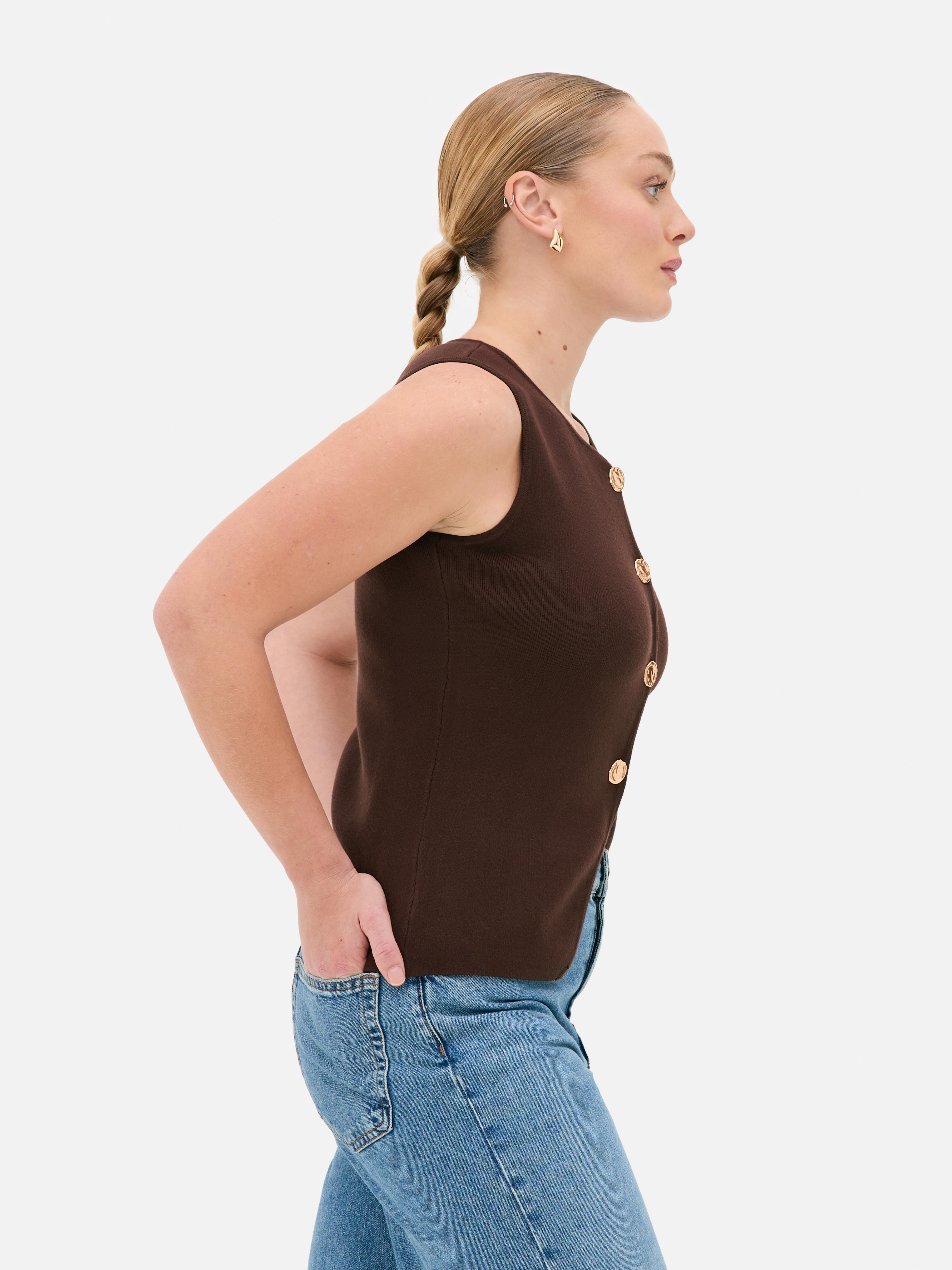 Gilet de costume en maille à boutons dorés
