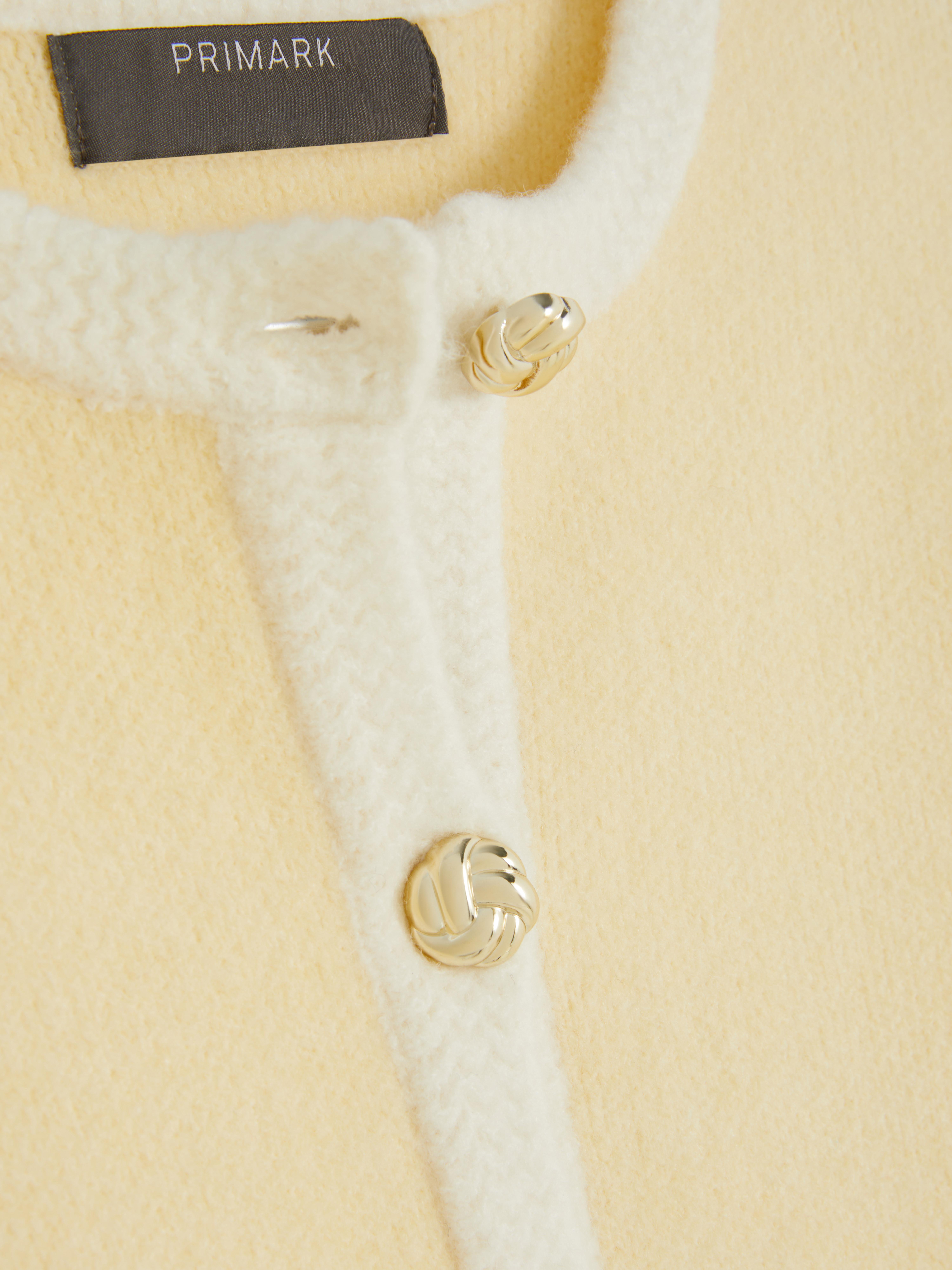Contrast Trim Button Detail Cardigan
