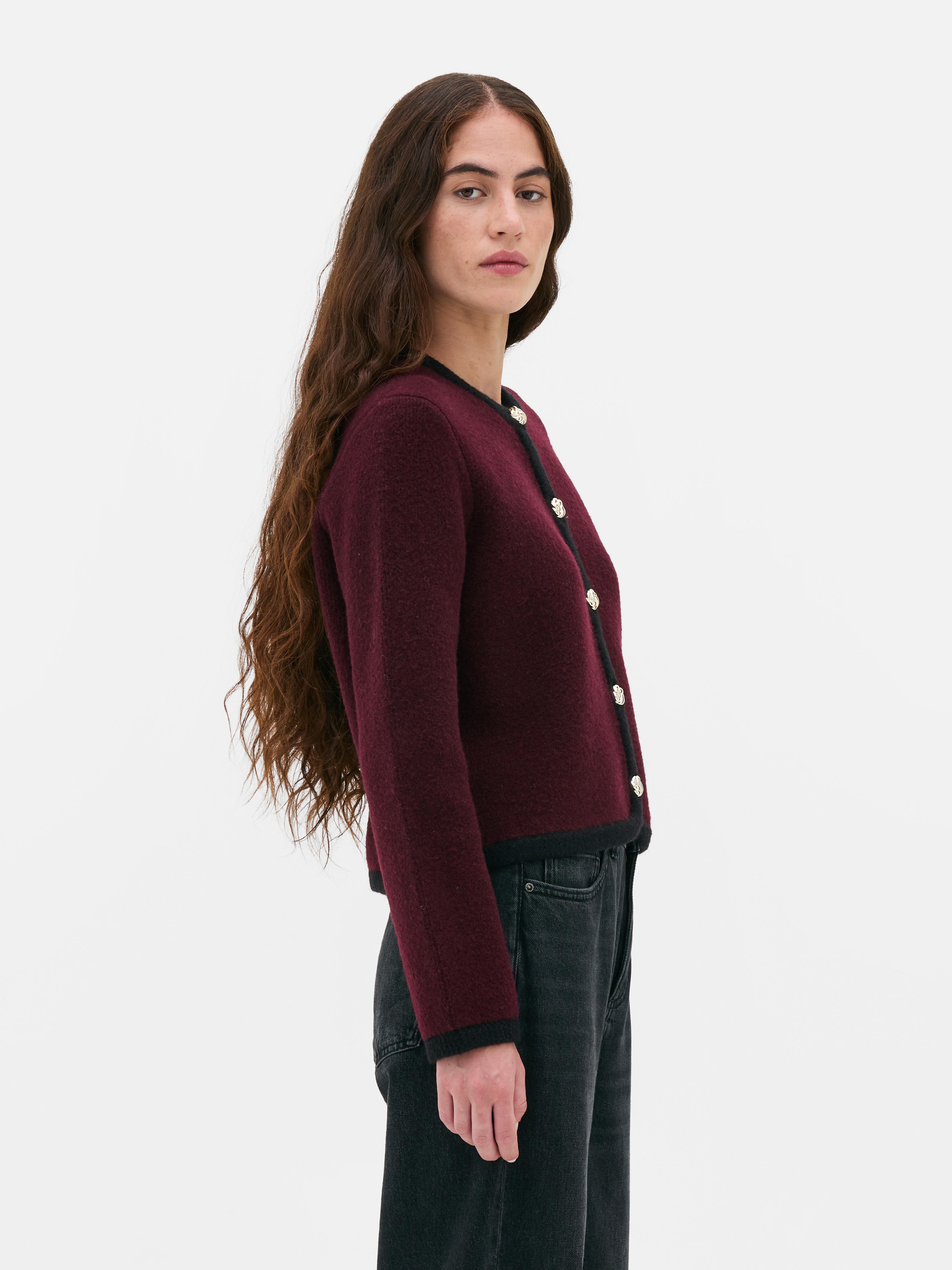 Cardigan mit Kontrastsaum und Knopfleiste