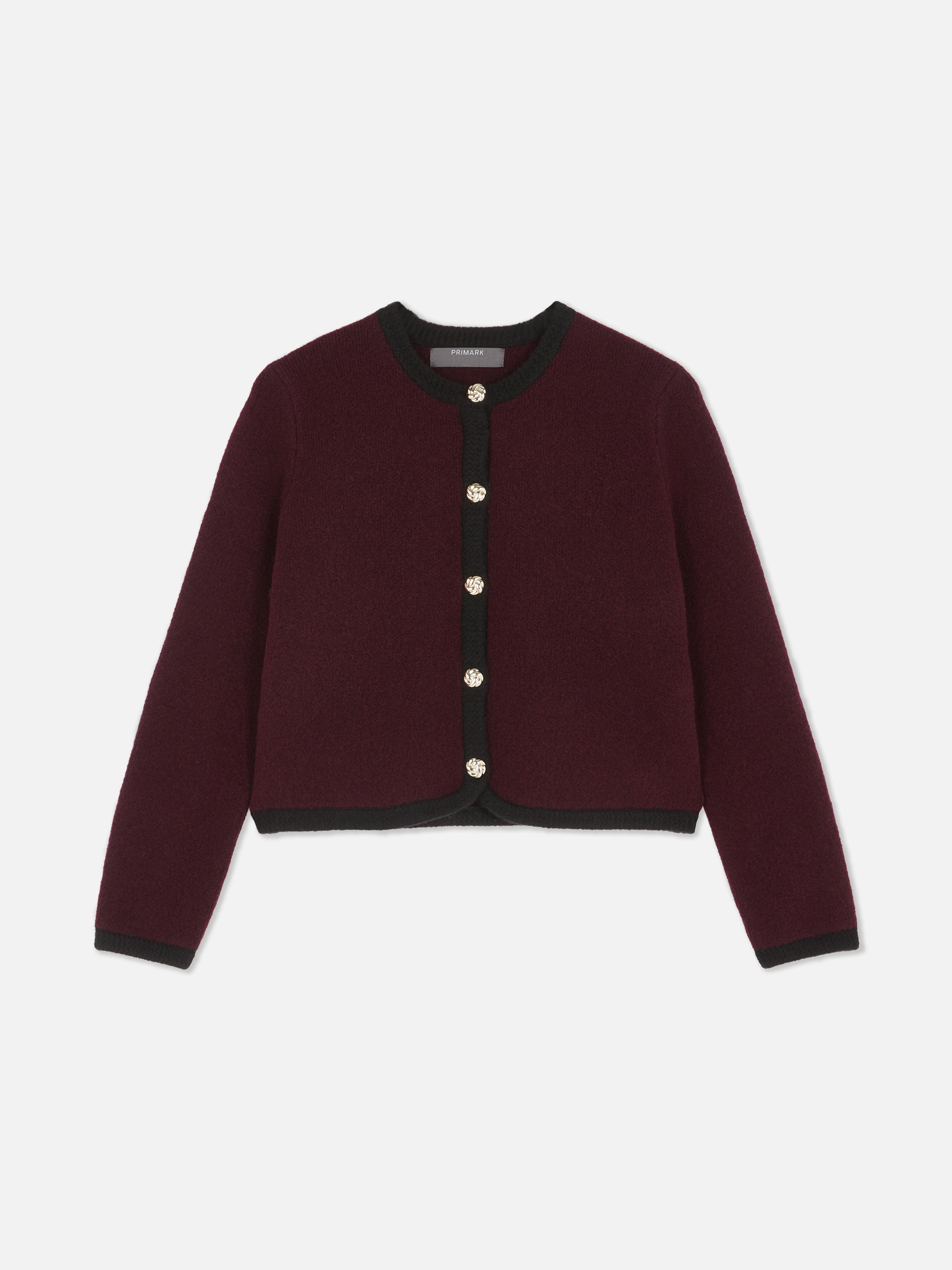 Cardigan mit Kontrastsaum und Knopfleiste