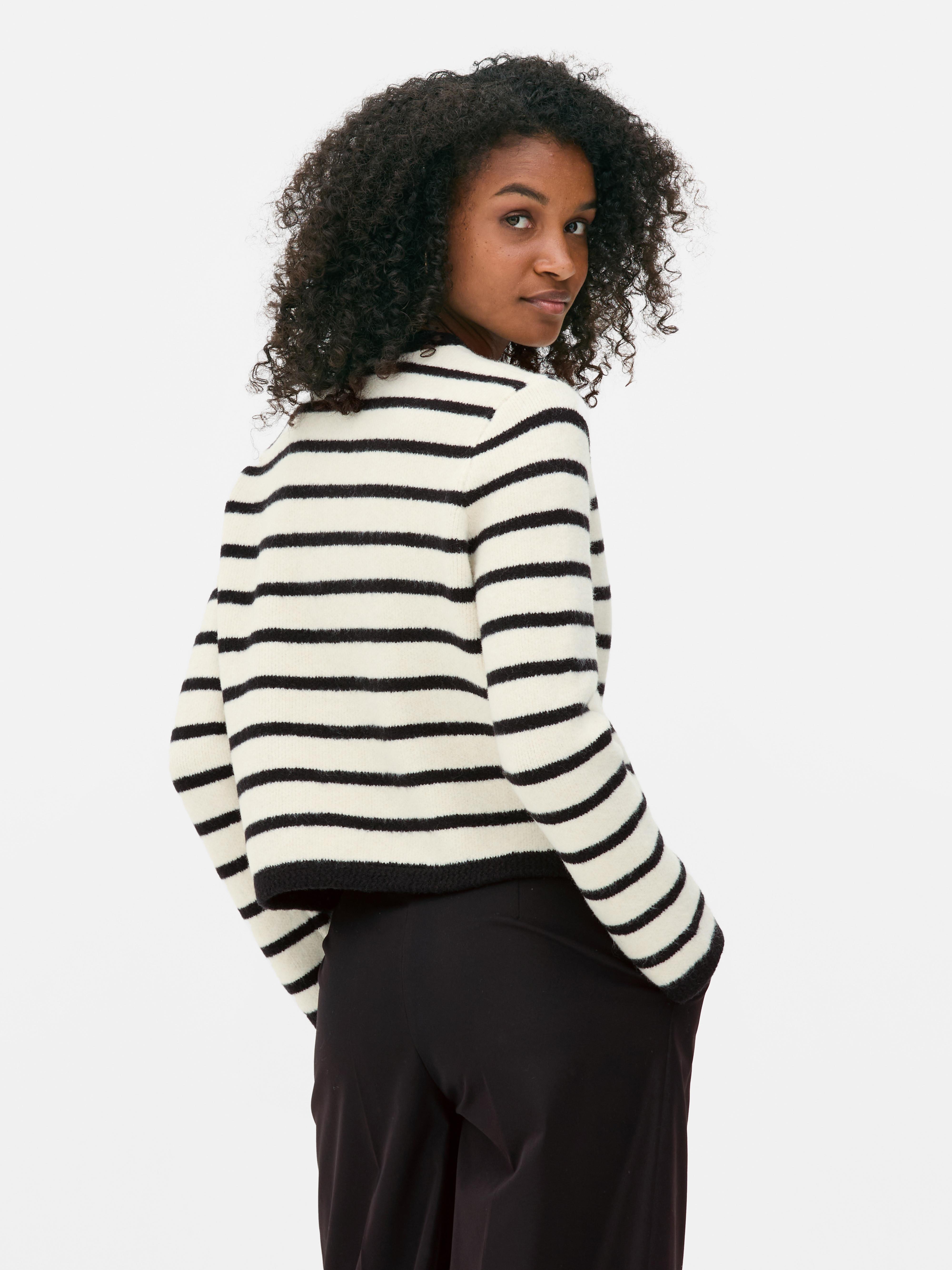 Contrast Trim Button Detail Cardigan