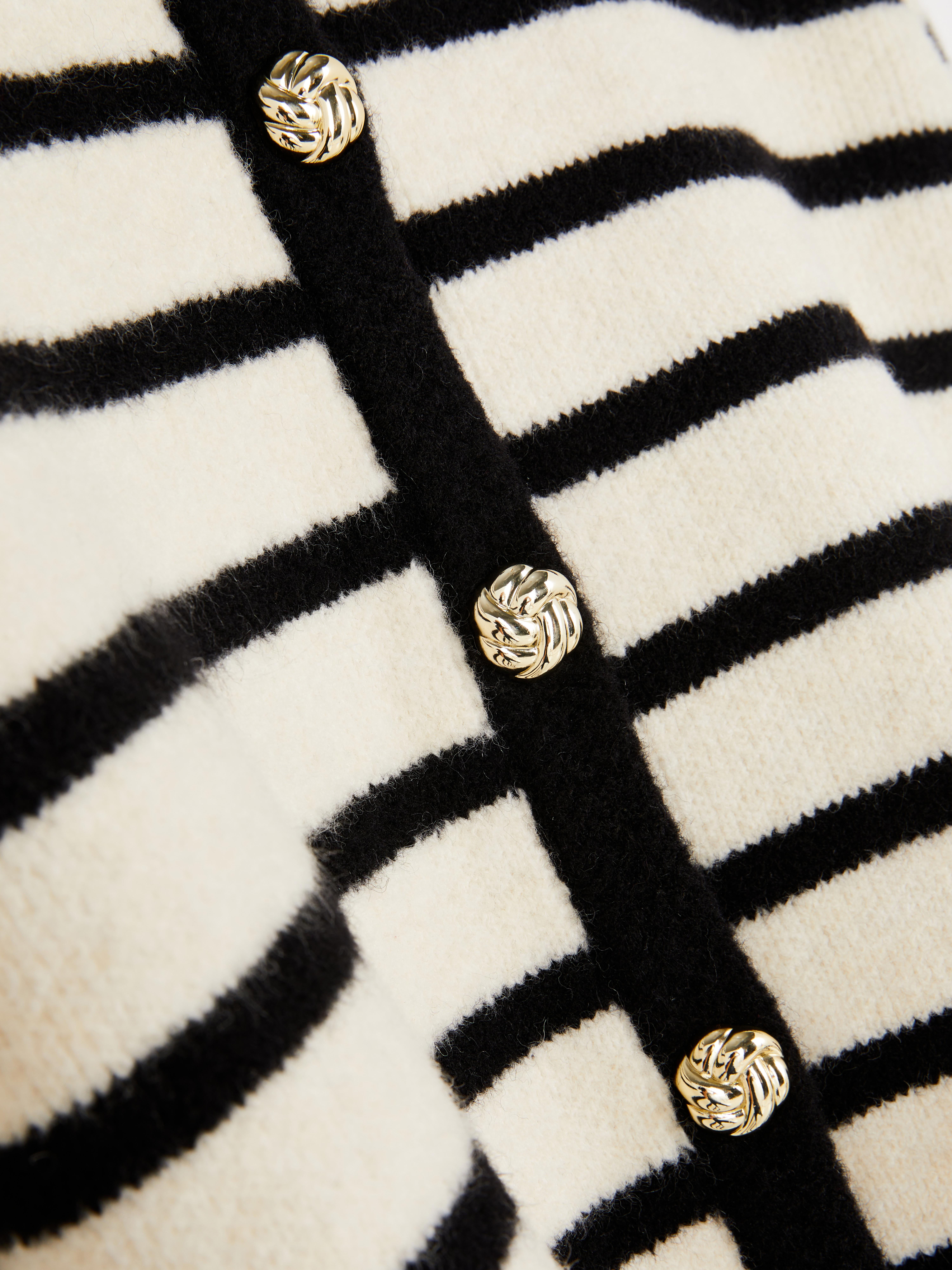 Contrast Trim Button Detail Cardigan