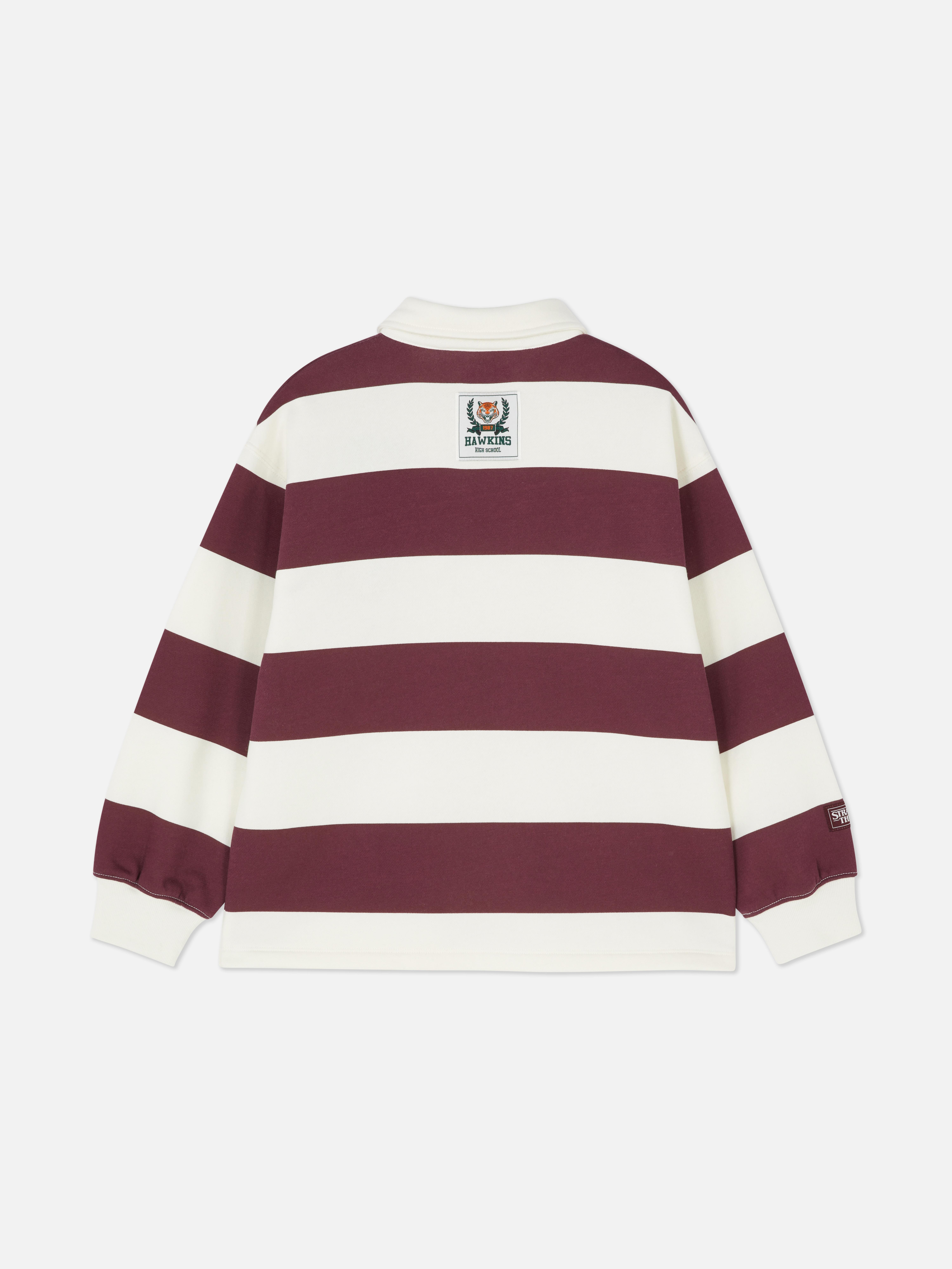 7-15 jr | Gestreept rugbyshirt Stranger Things