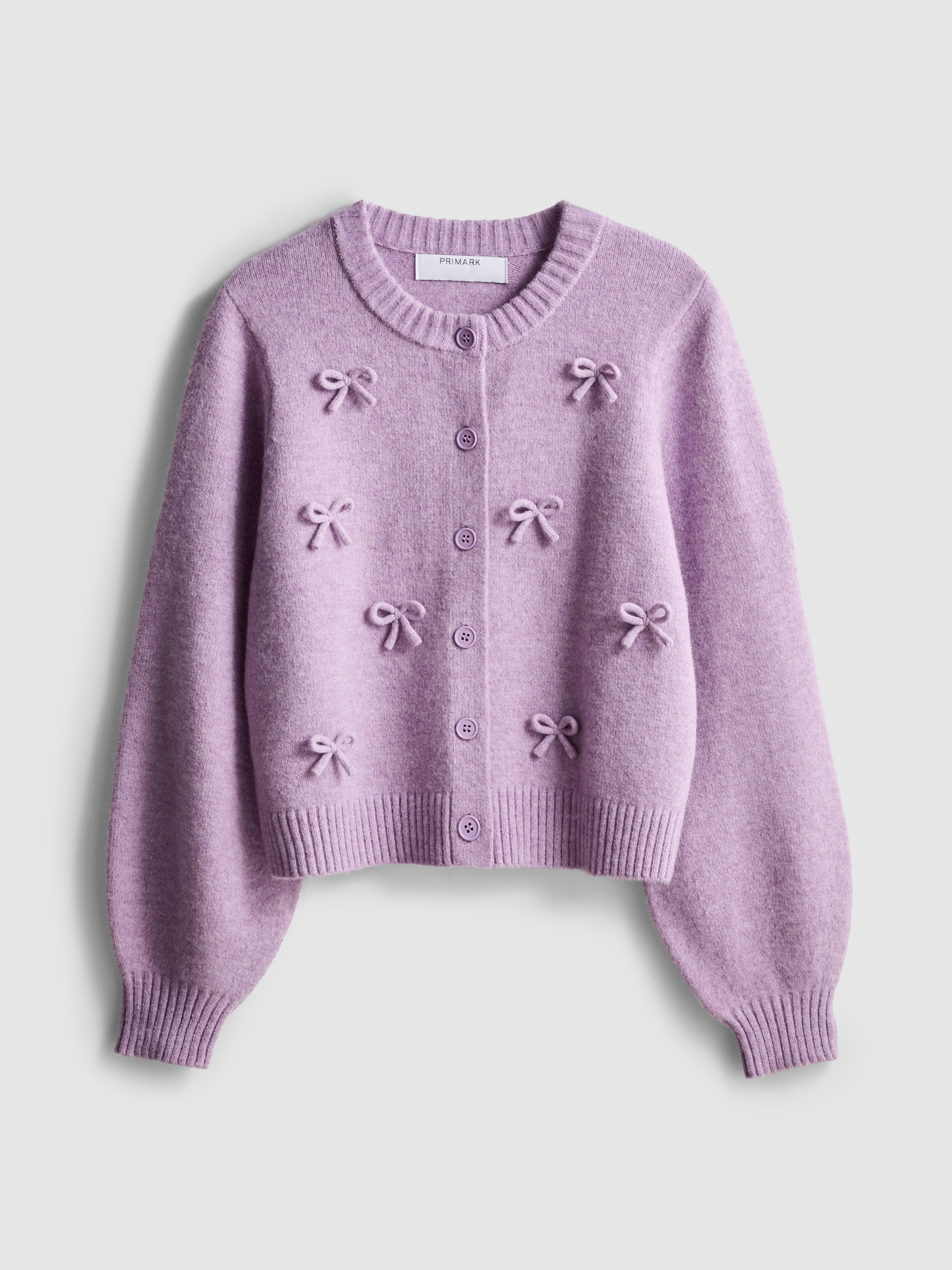 Bow Detail Knitted Cardigan Lilac