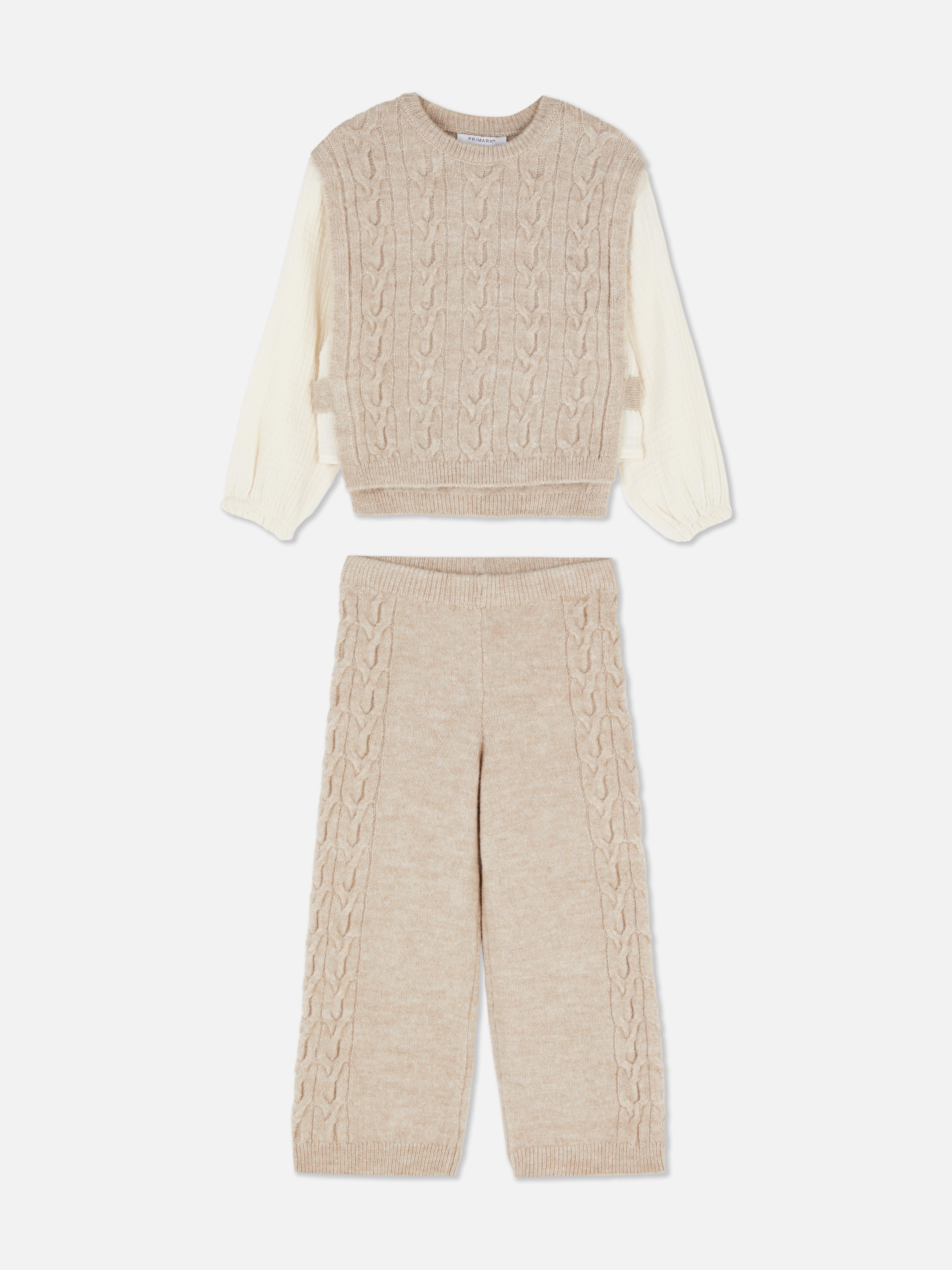1.5-8yrs | Cable Knit Sweatshirt and Leggings Set