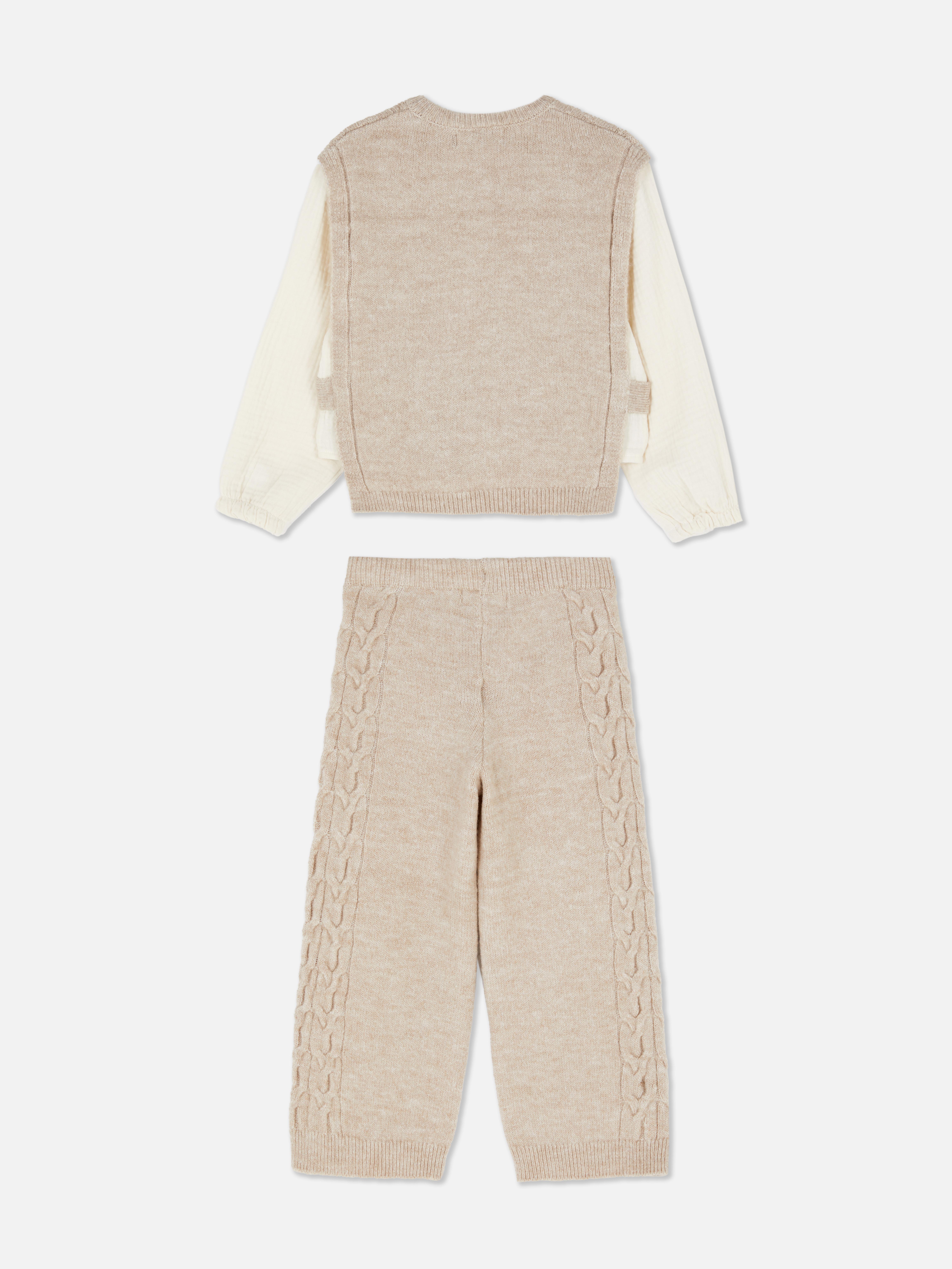 1.5-8yrs | Cable Knit Sweatshirt and Leggings Set