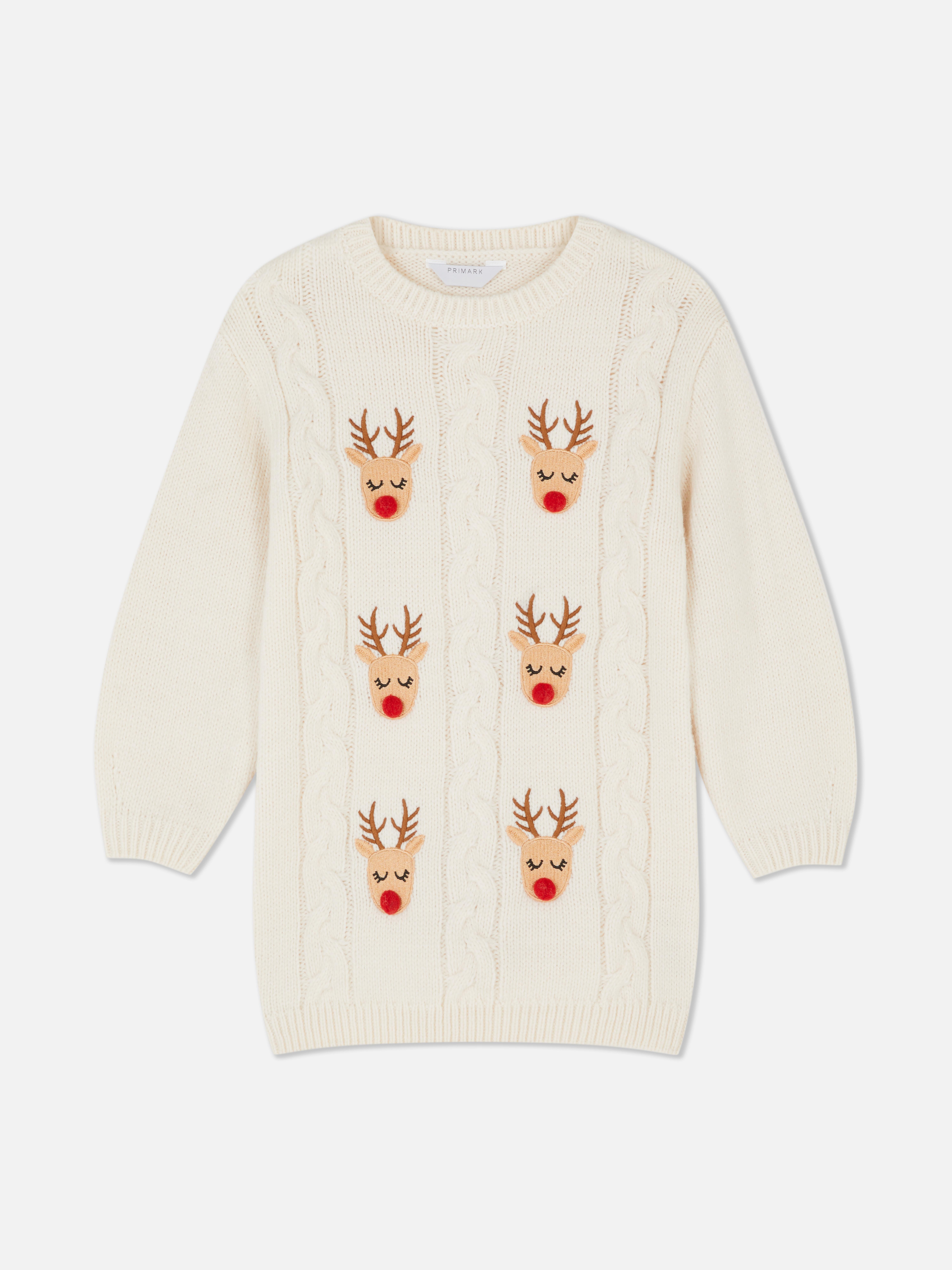 18 mois–8 ans | Robe pull renne de Noël et collants