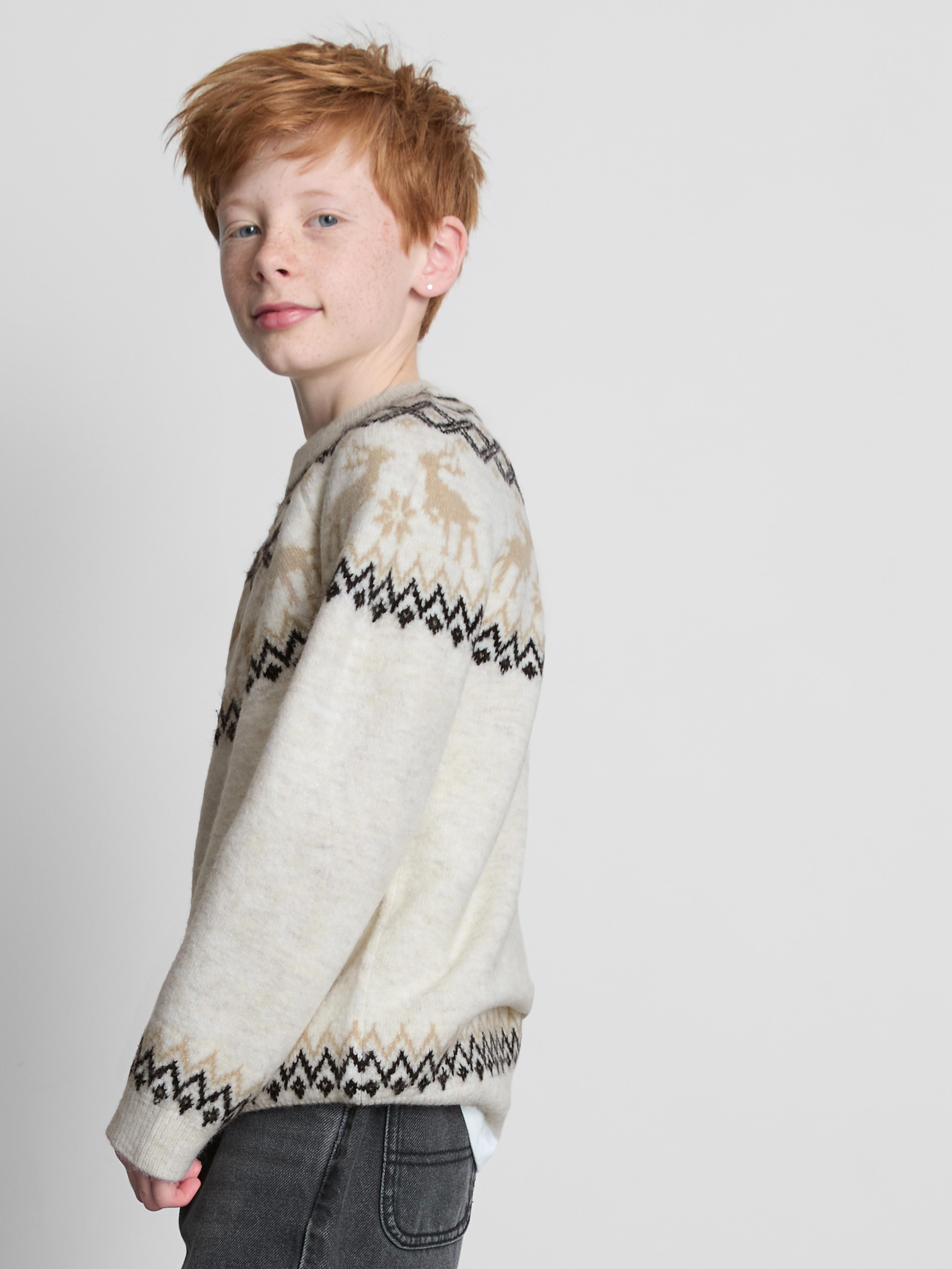 7-15yrs | Kid's Reindeer Fair Isle Family Christmas Jumper