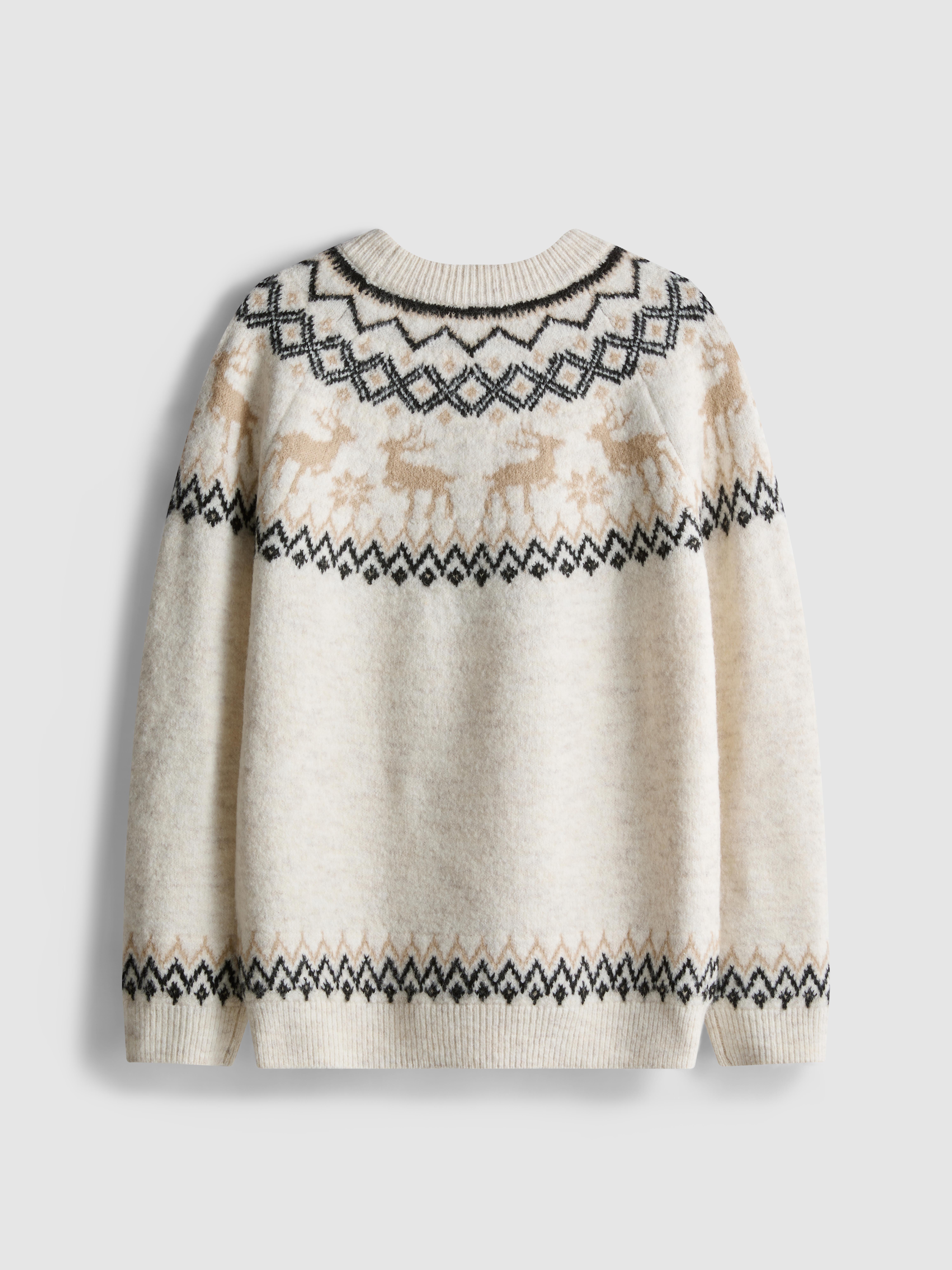 7-15yrs | Kid's Reindeer Fair Isle Family Christmas Jumper