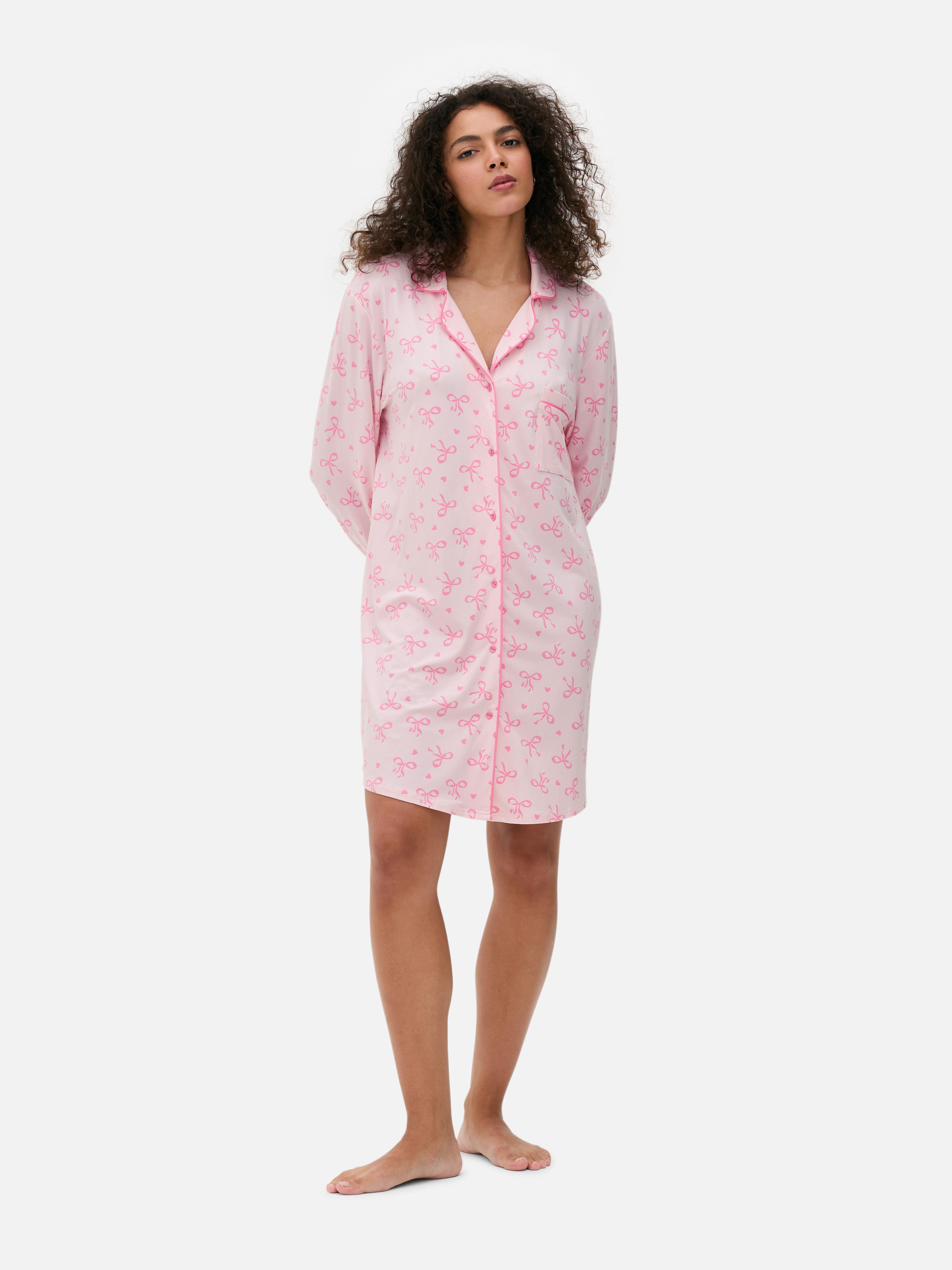 Camisa noite estampada folgada