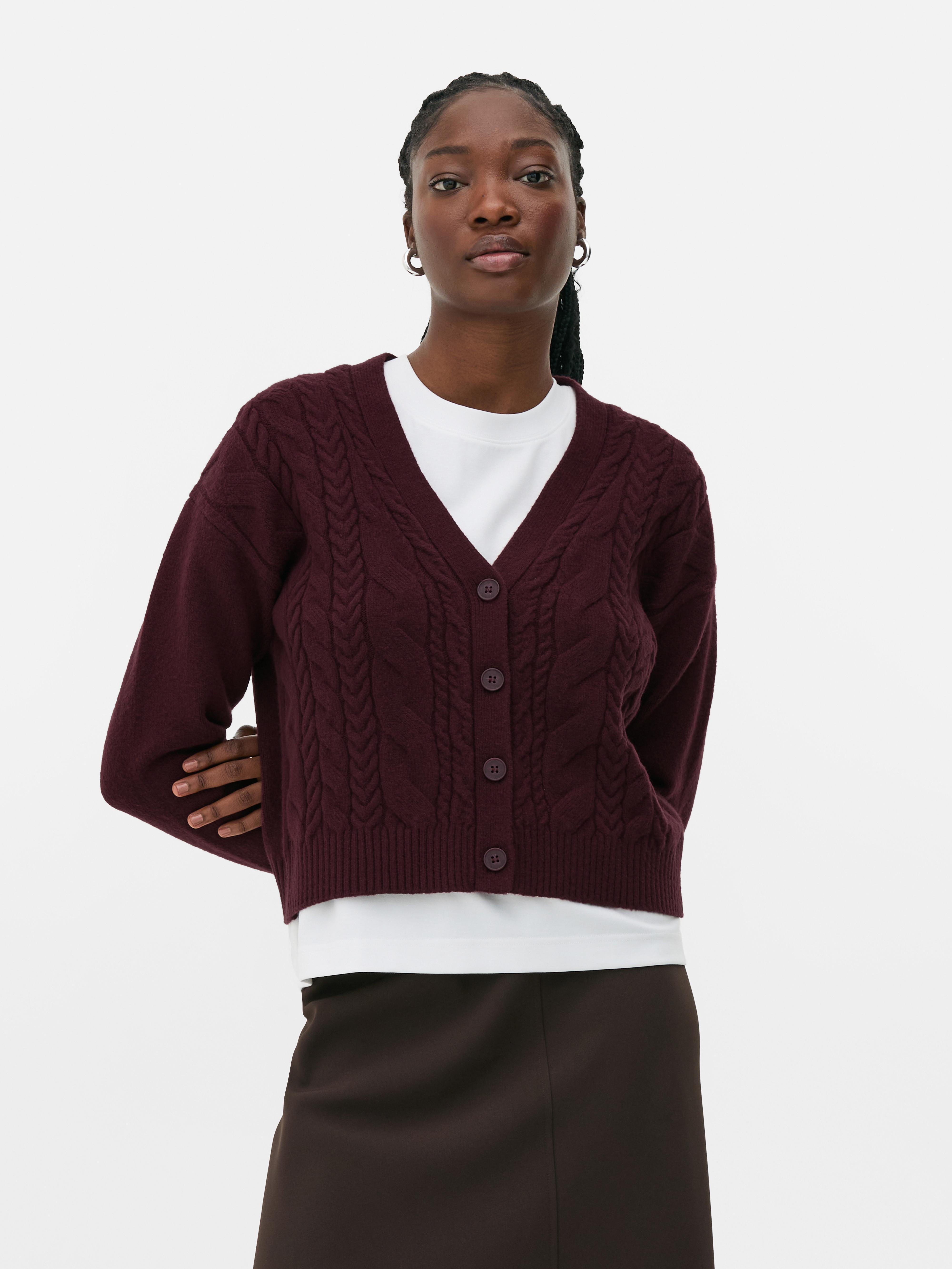 Cardigan in maglia a trecce spessa