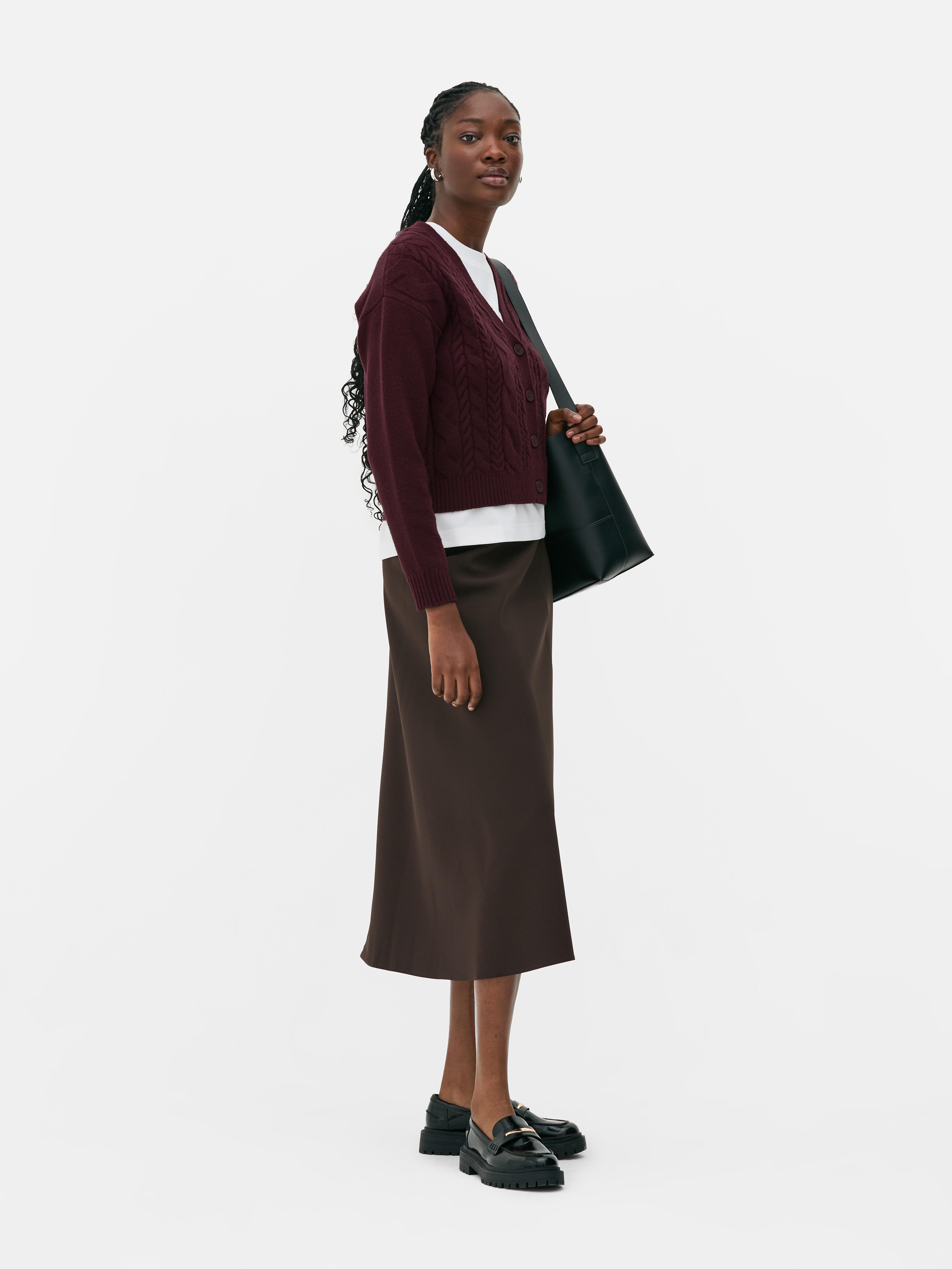 Cardigan in maglia a trecce spessa