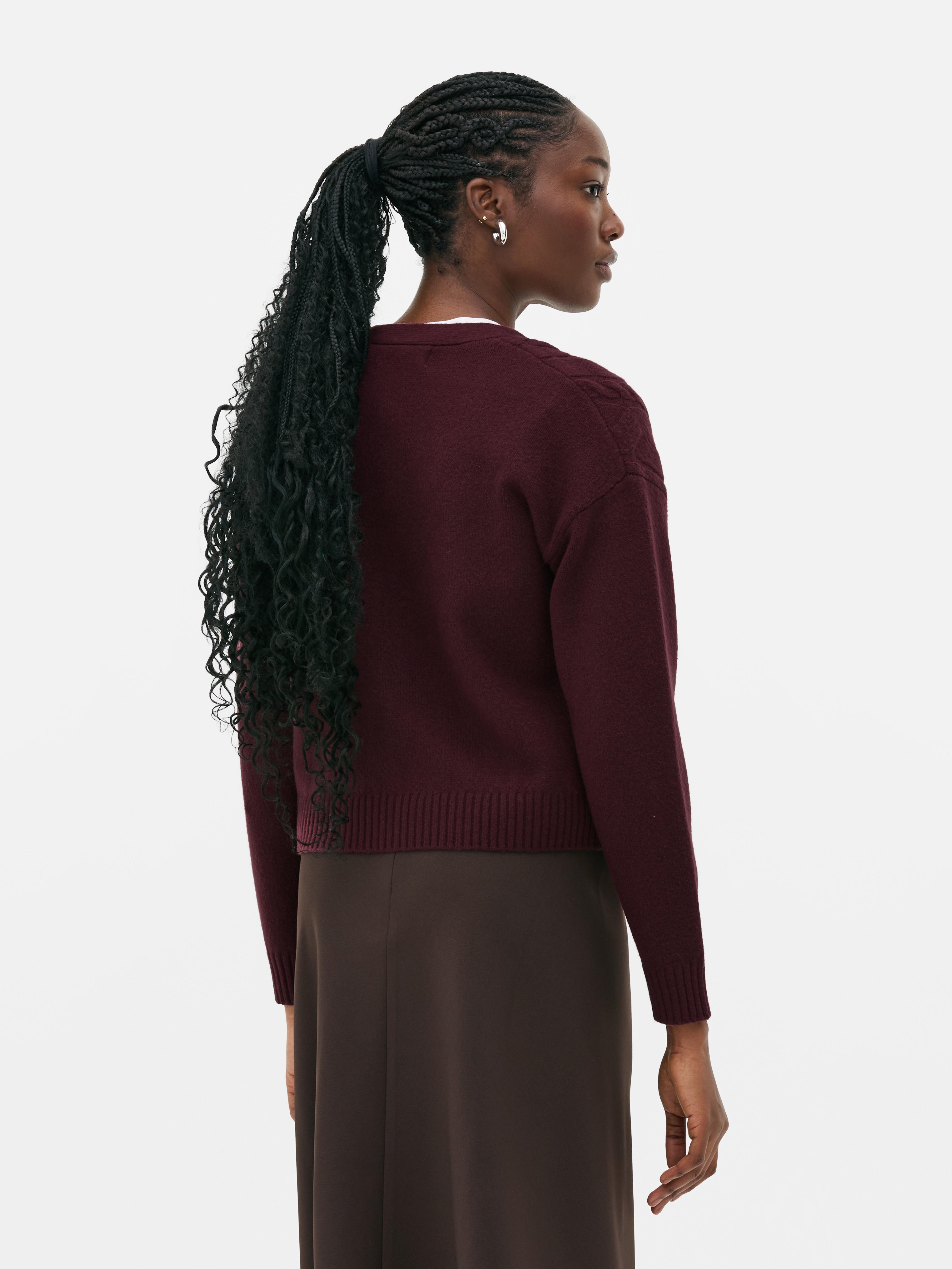 Cardigan in maglia a trecce spessa