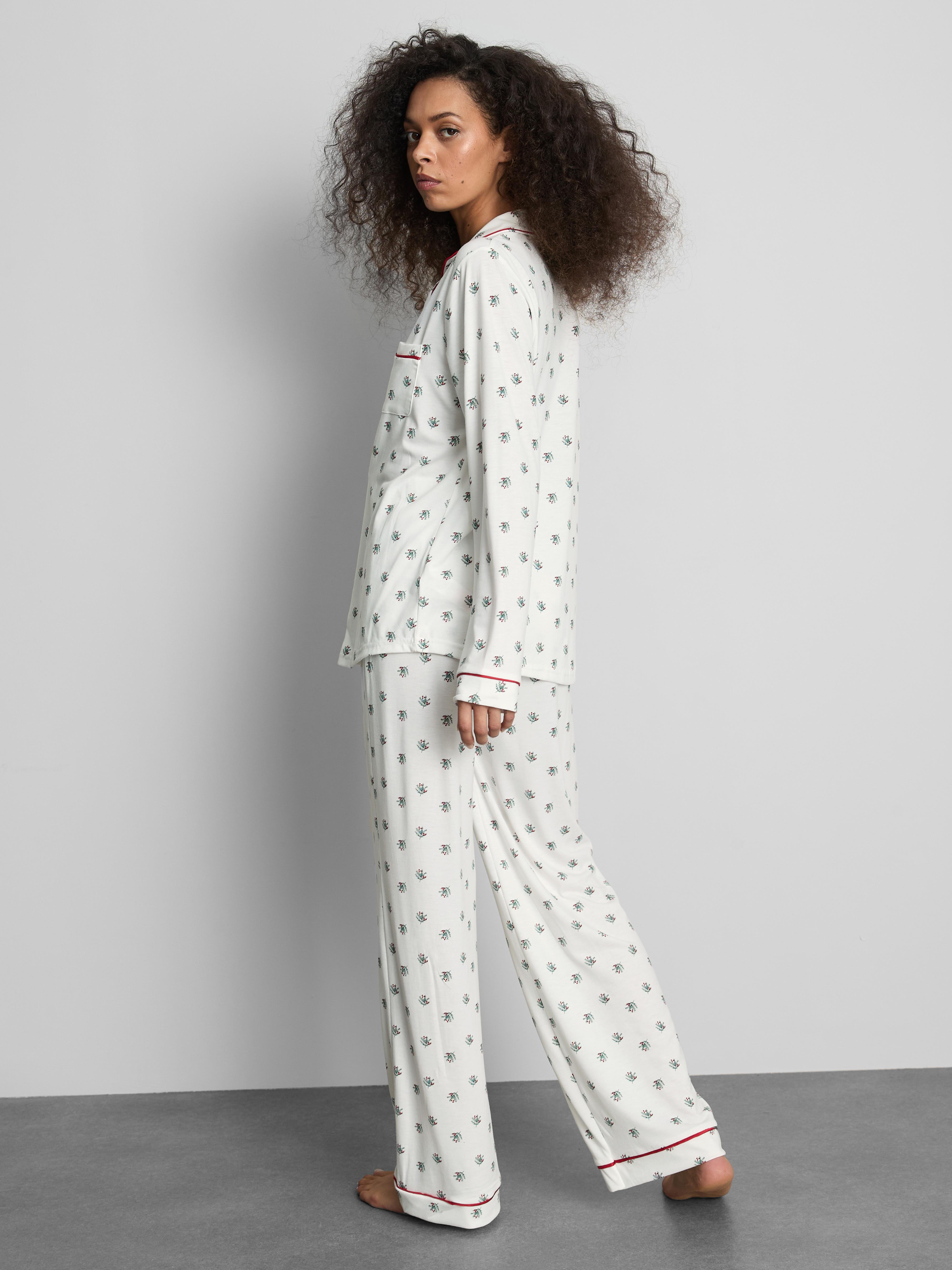 Women's Christmas Holly Family Twinning Boyfriend Pajamas