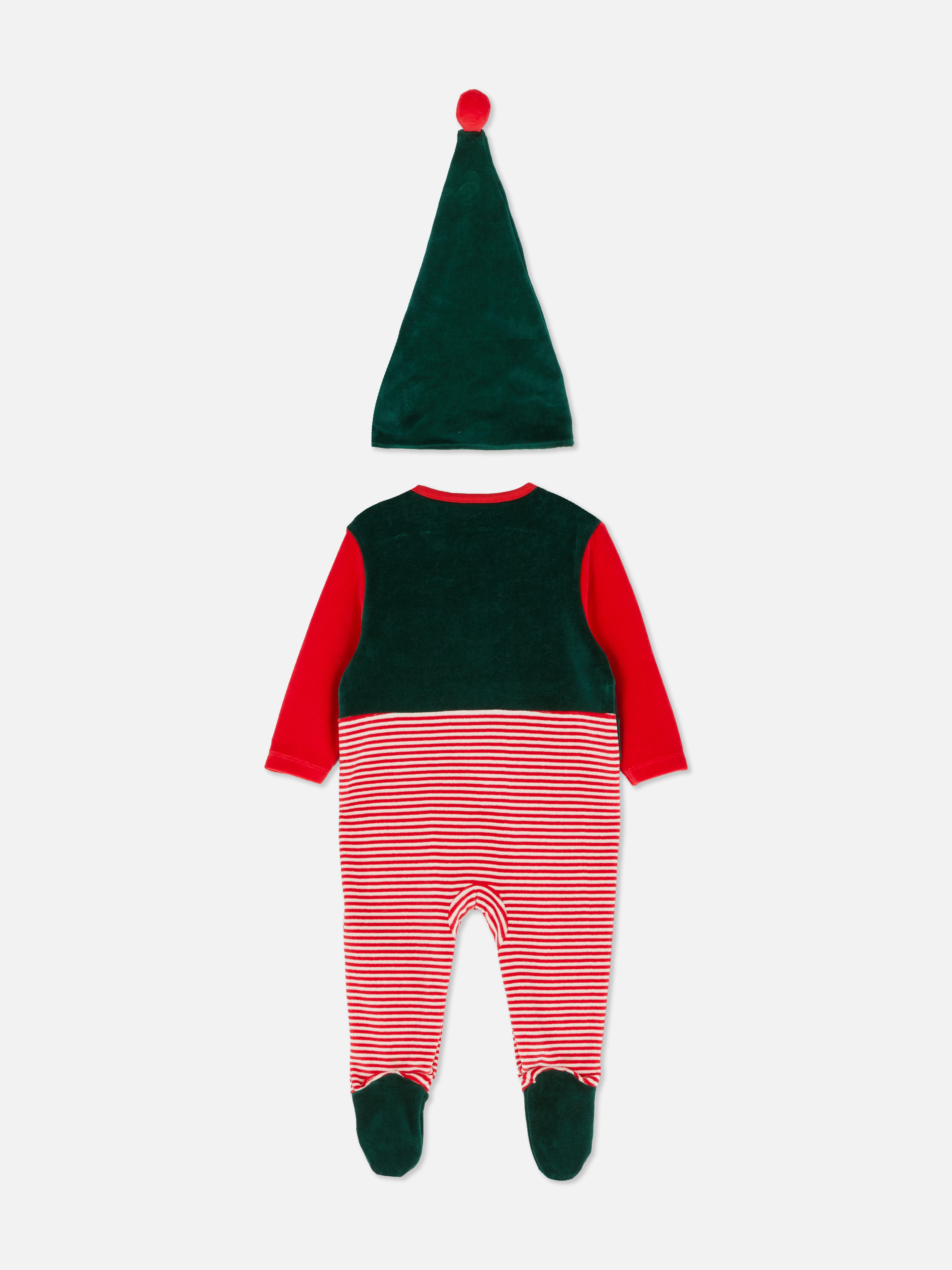 0-18mths | Christmas Elf Newborn Sleepsuit and Hat Set