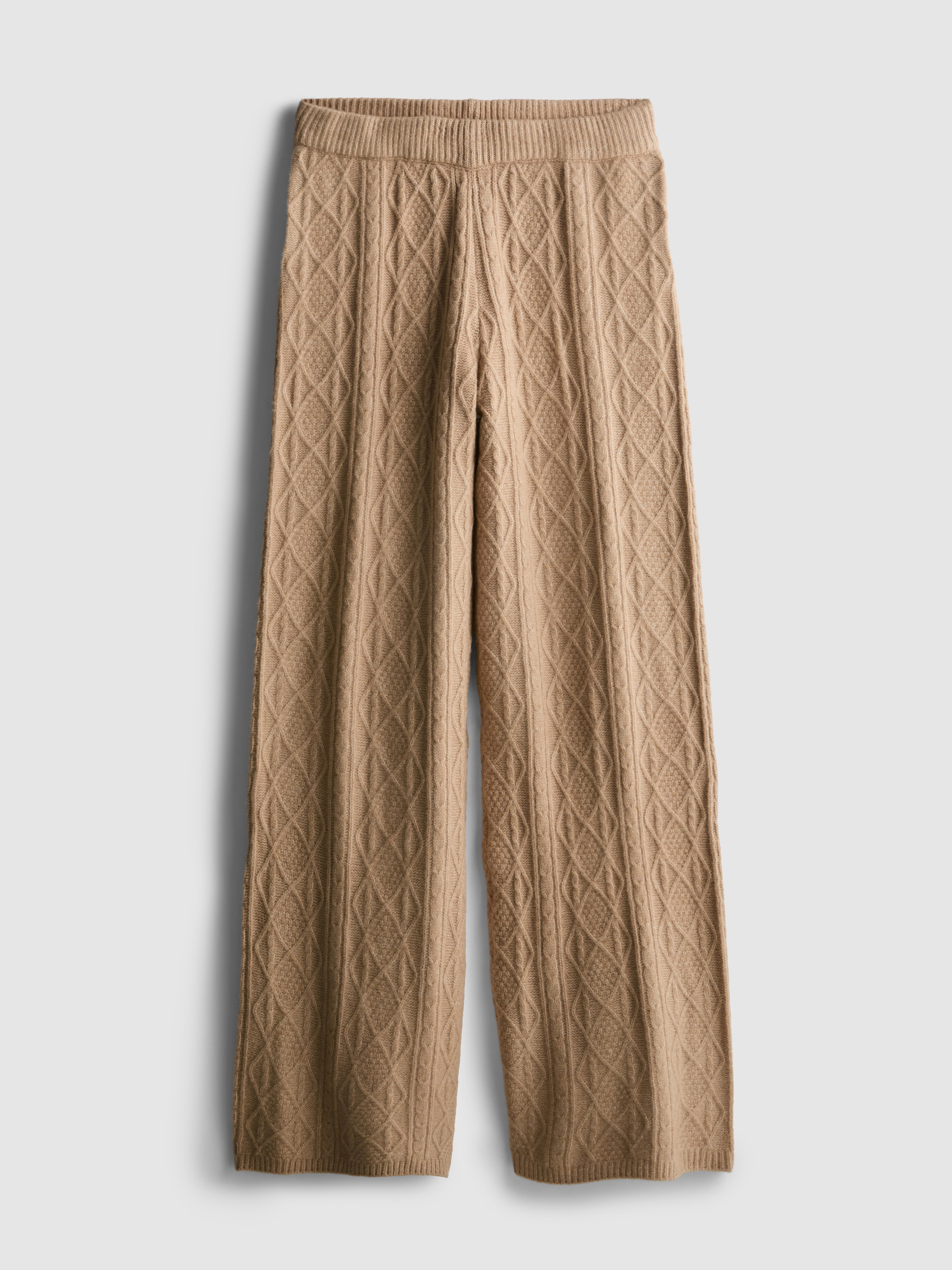 Cable Knit Wide Leg Trousers