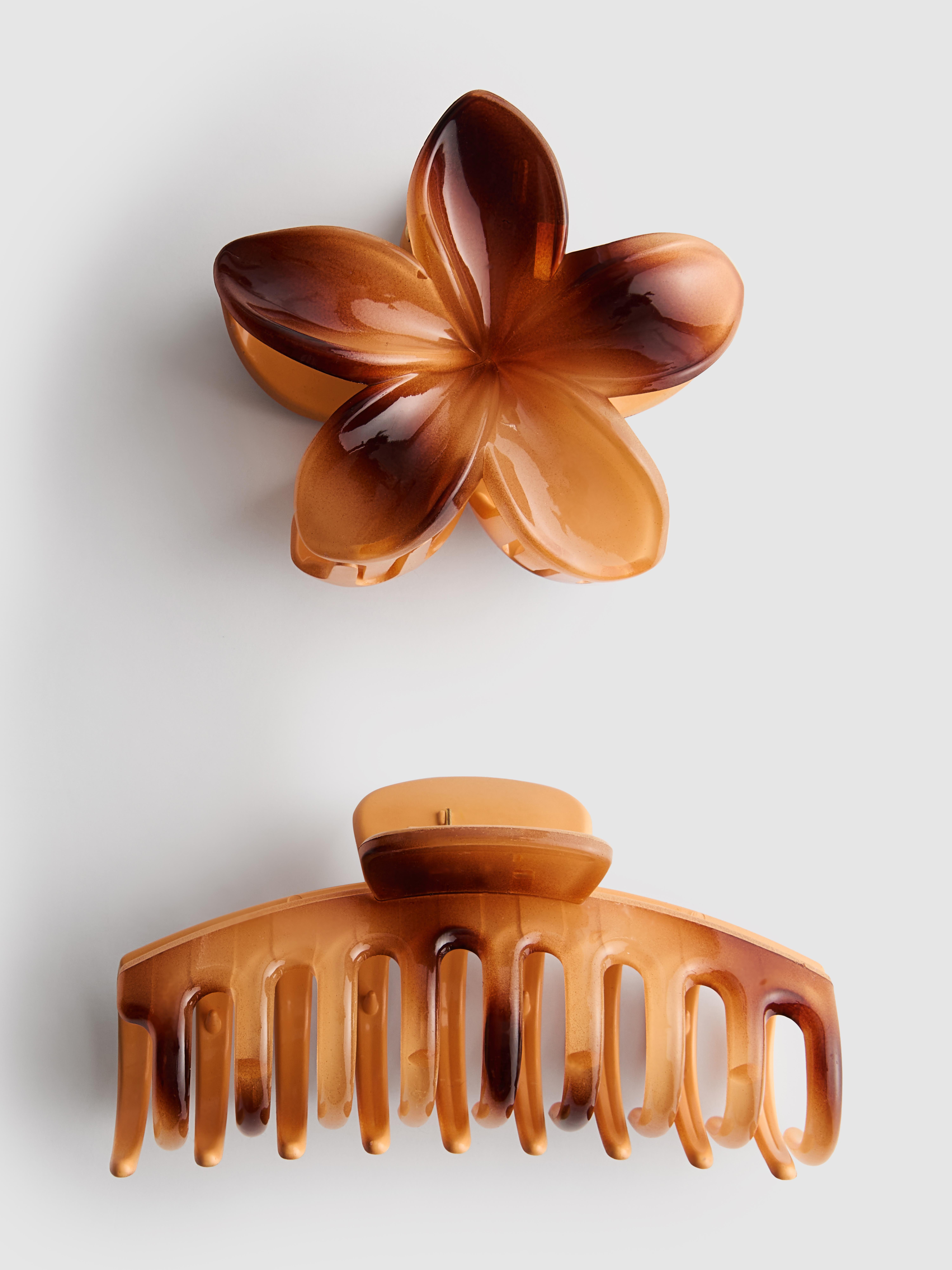 2pk Mixed Tortoiseshell Claw Clips