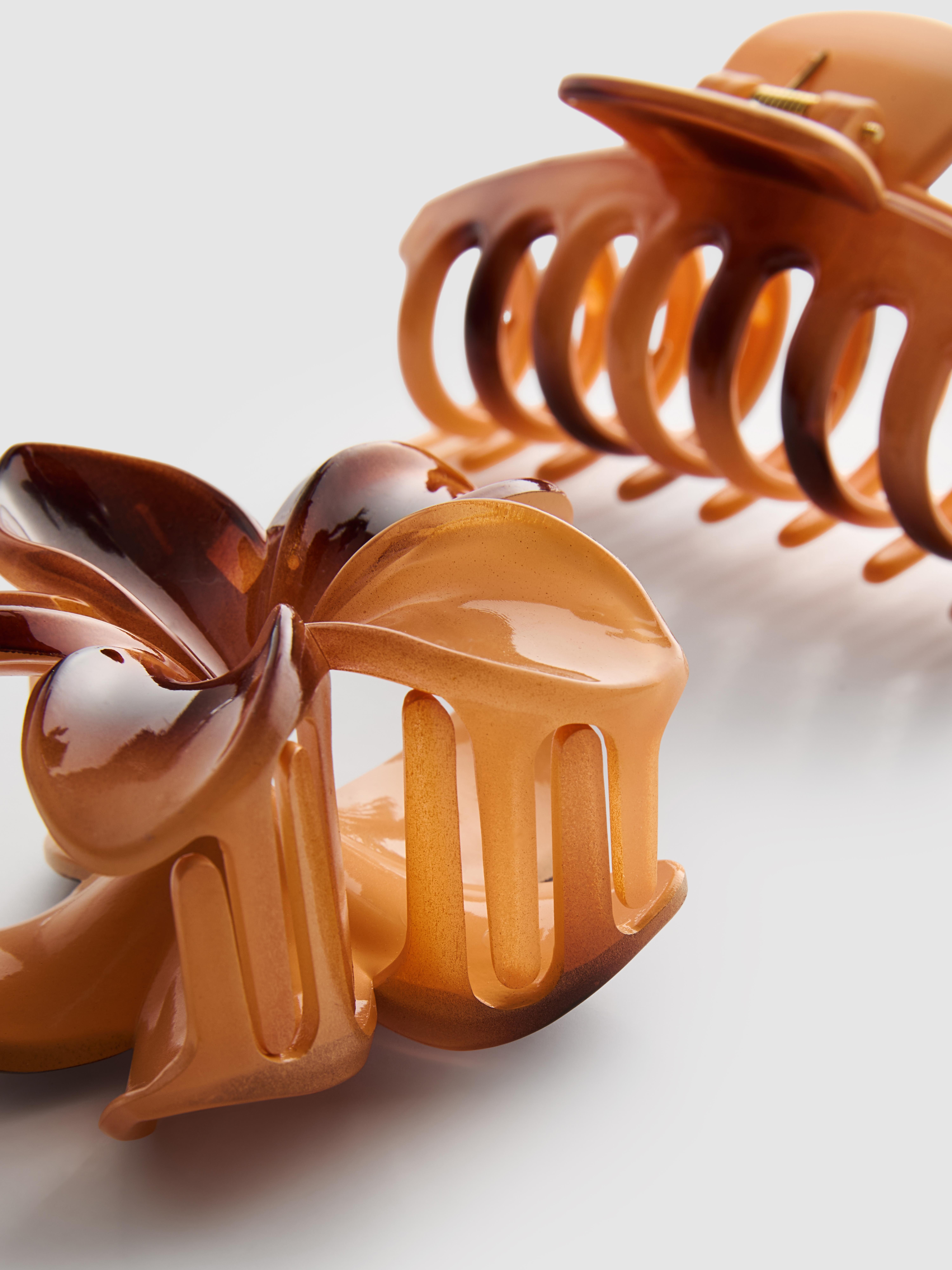 2pk Mixed Tortoiseshell Claw Clips