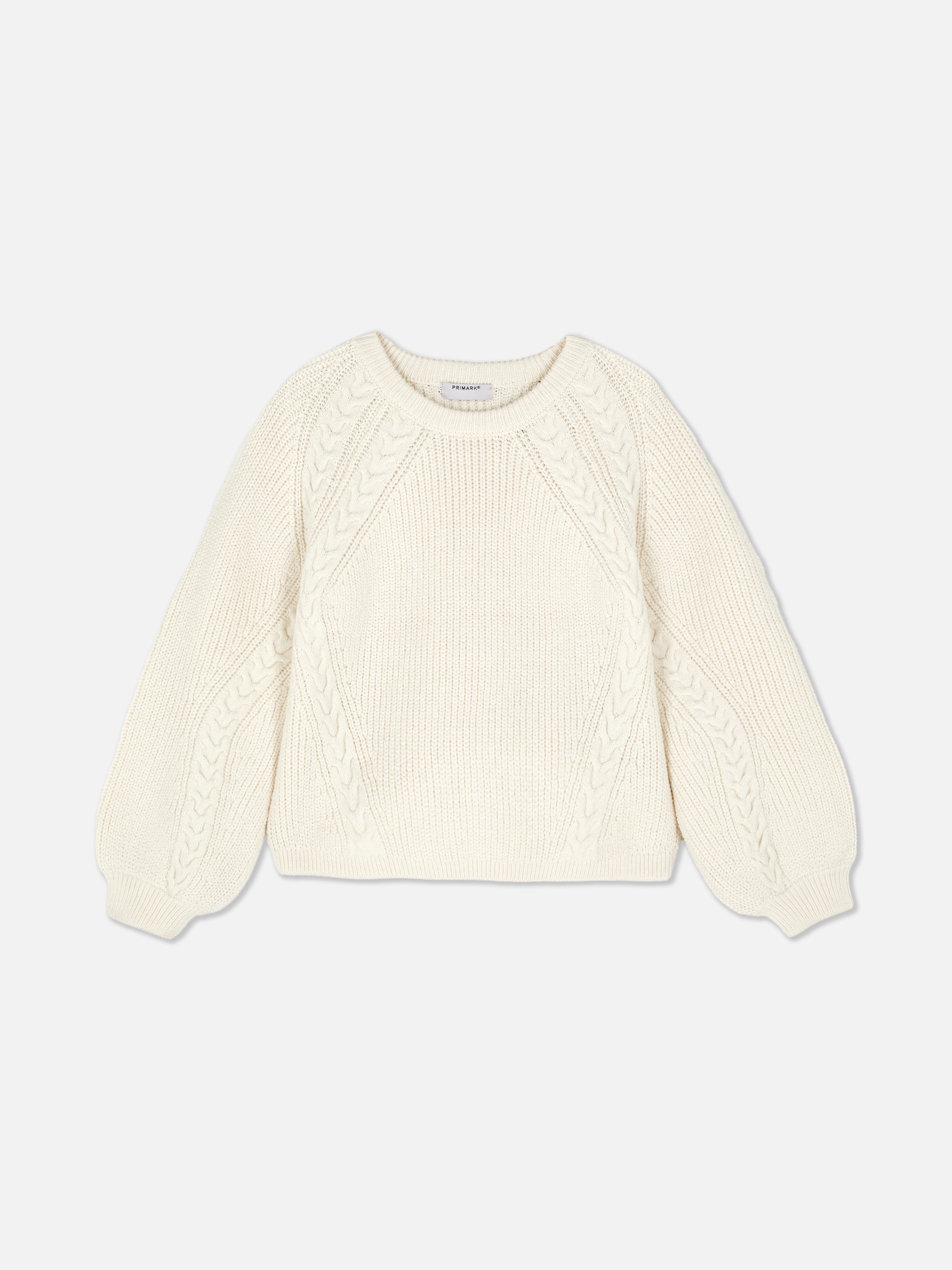 7-15yrs | Cable Knit Balloon Sleeve Jumper