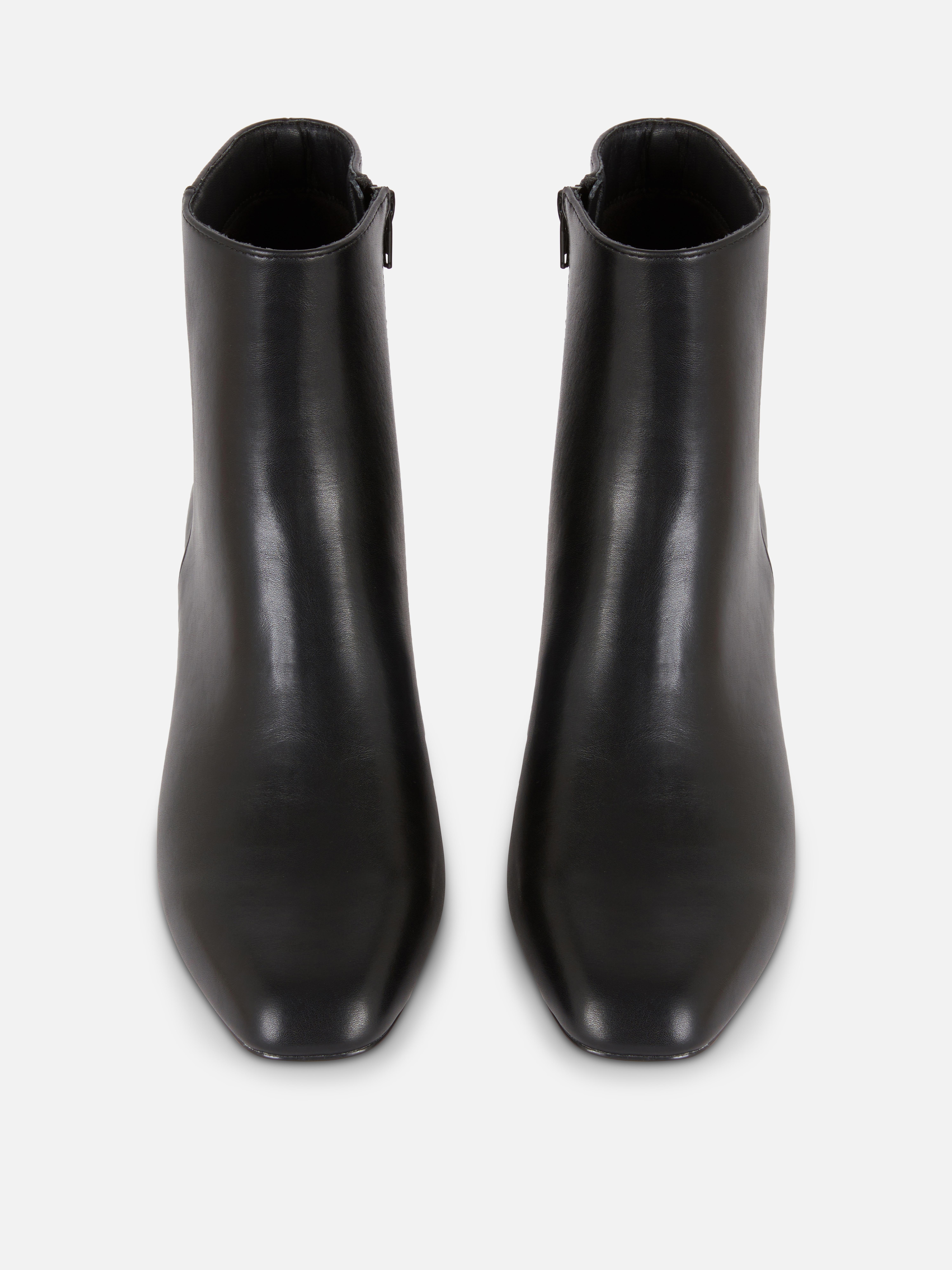 PU Block Heel Ankle Boots