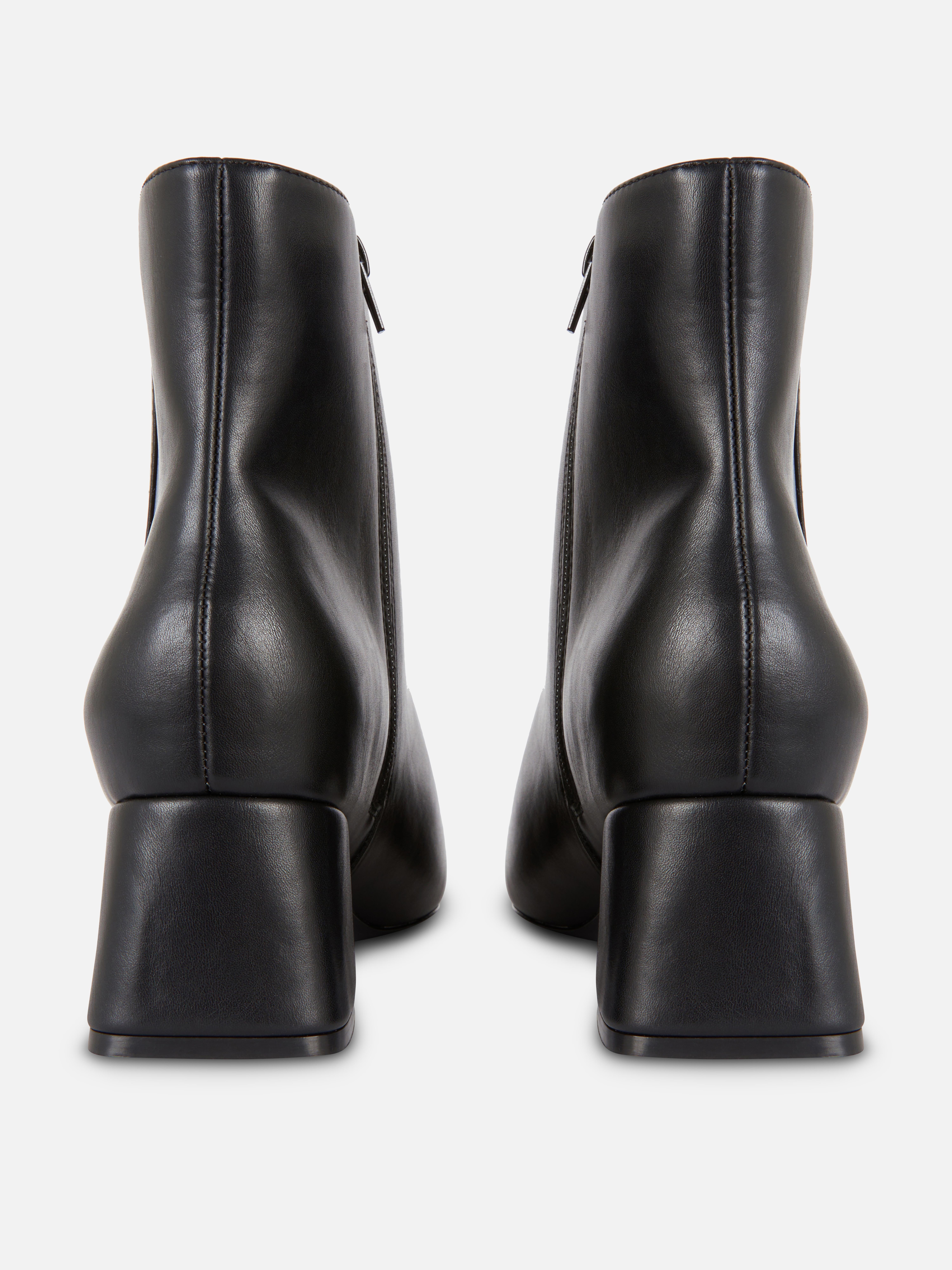 PU Block Heel Ankle Boots