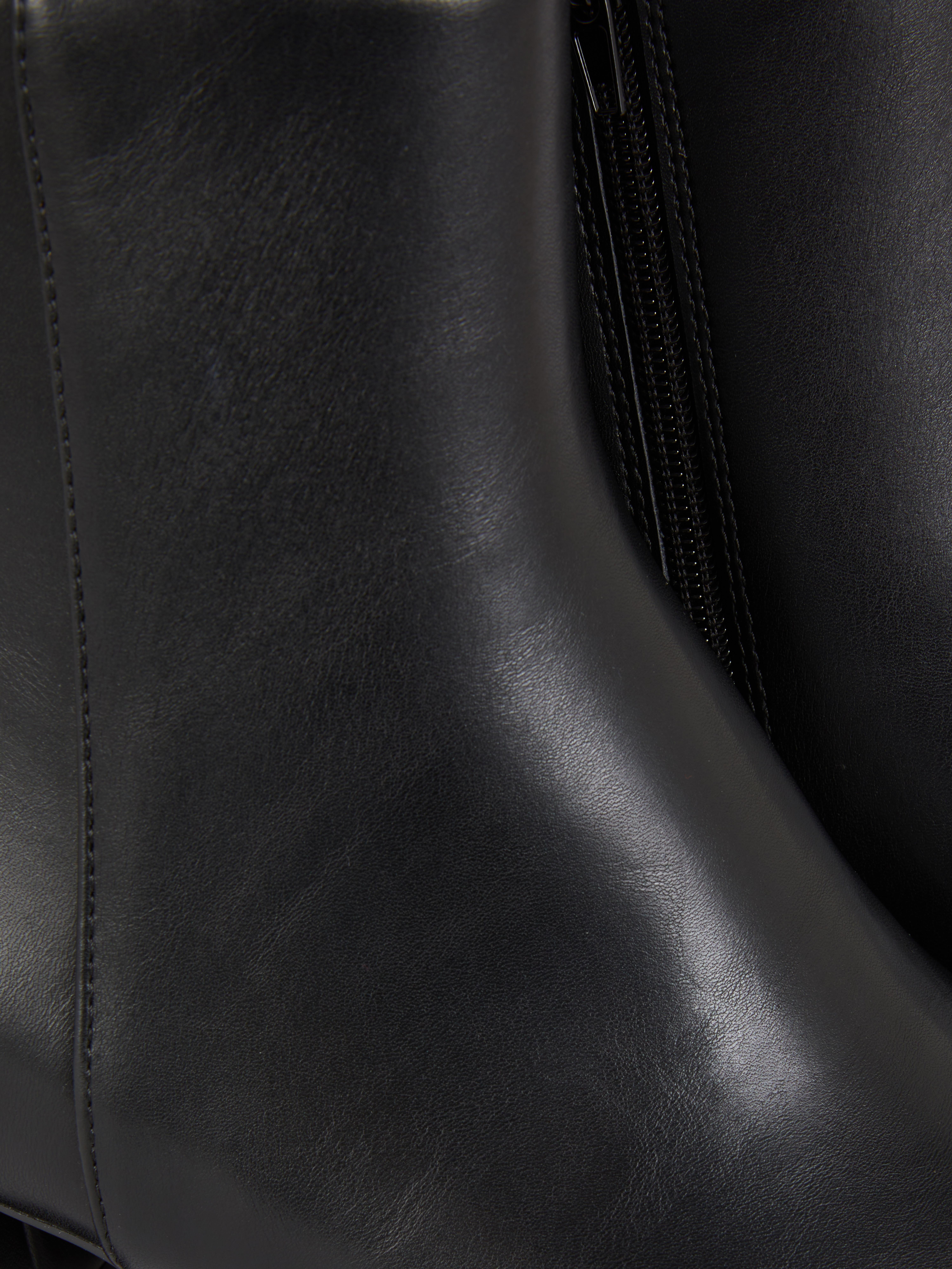 PU Block Heel Ankle Boots