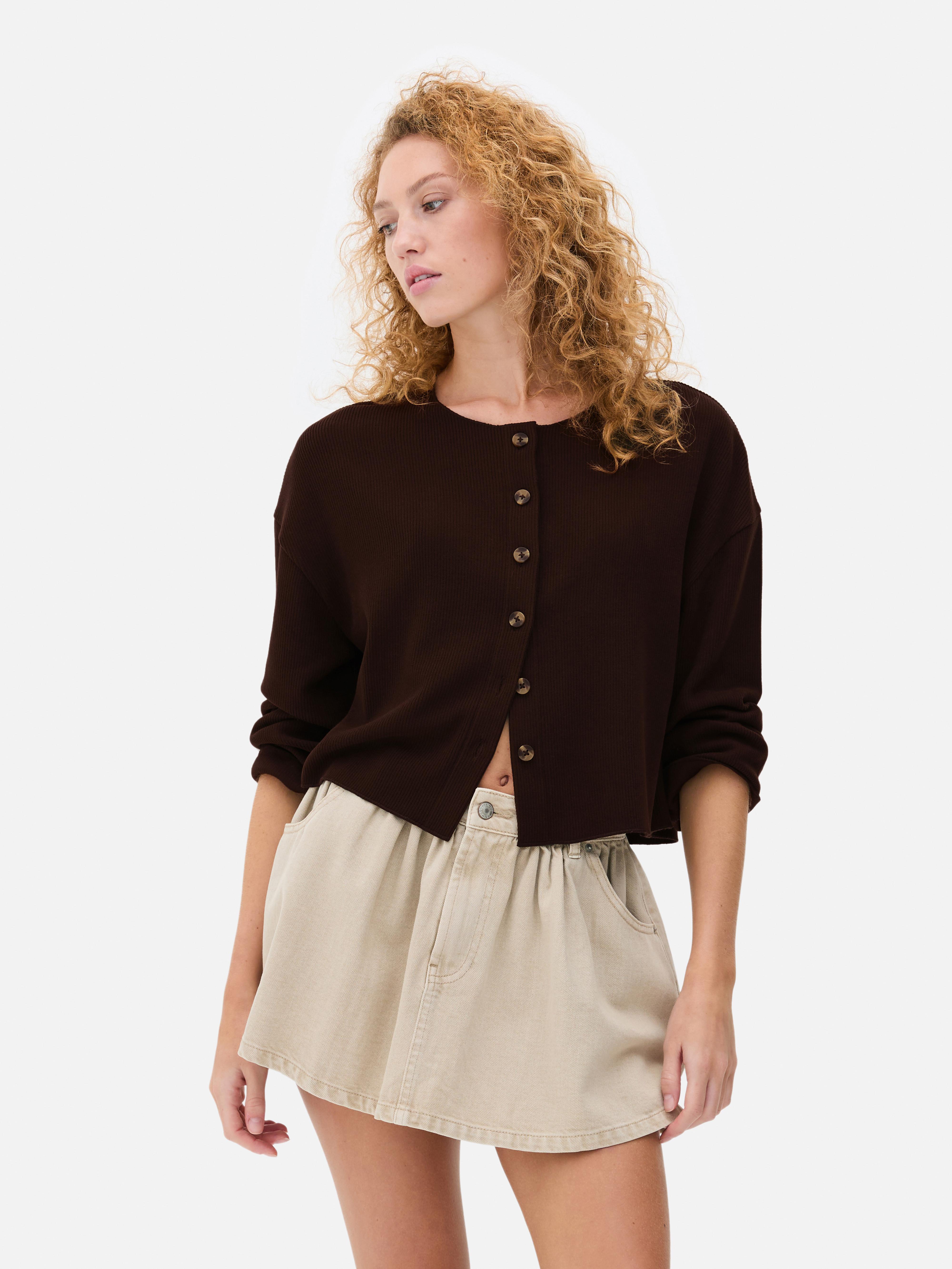 Geribd vest met ronde hals