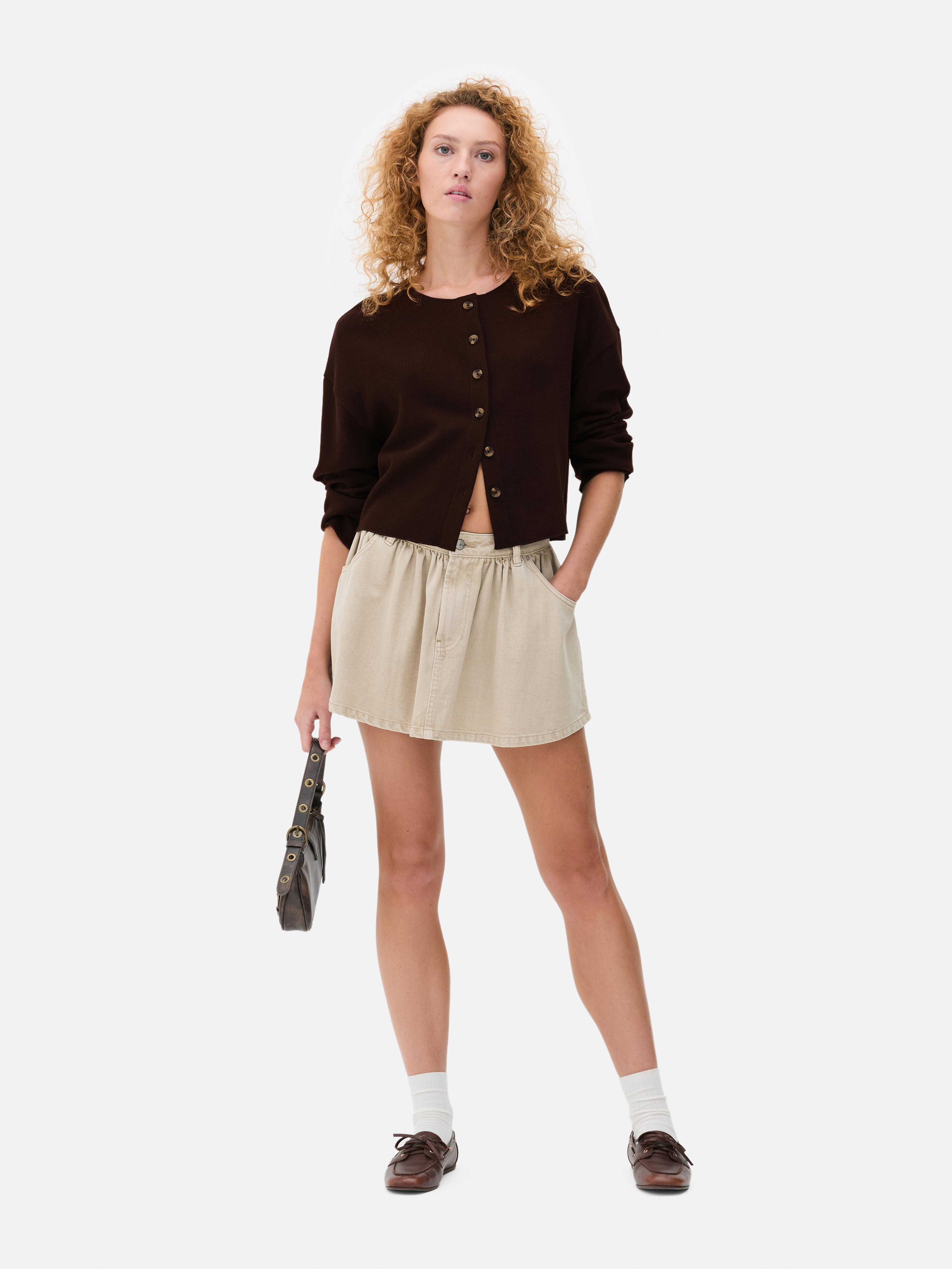 Geribd vest met ronde hals