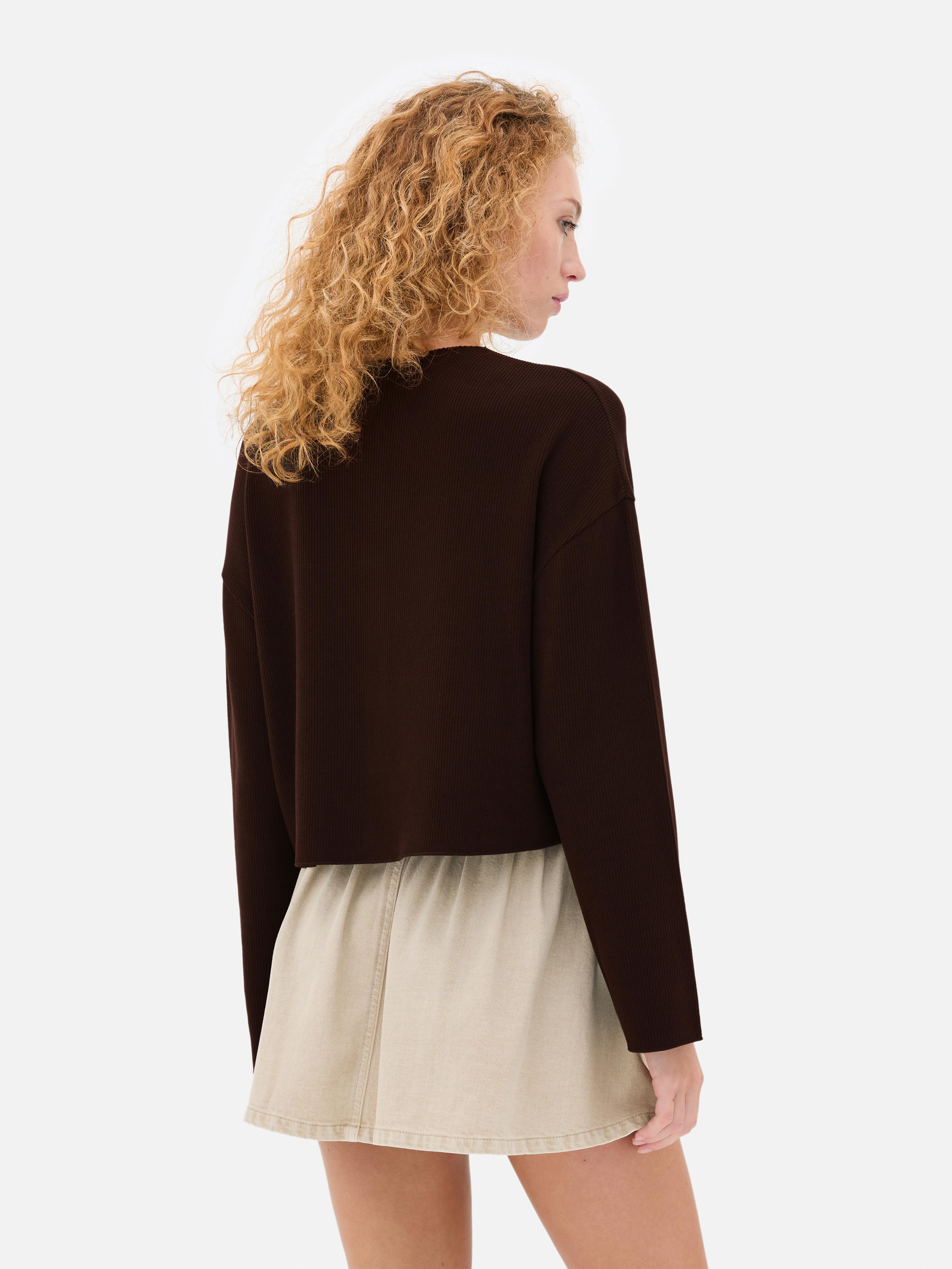 Geribd vest met ronde hals