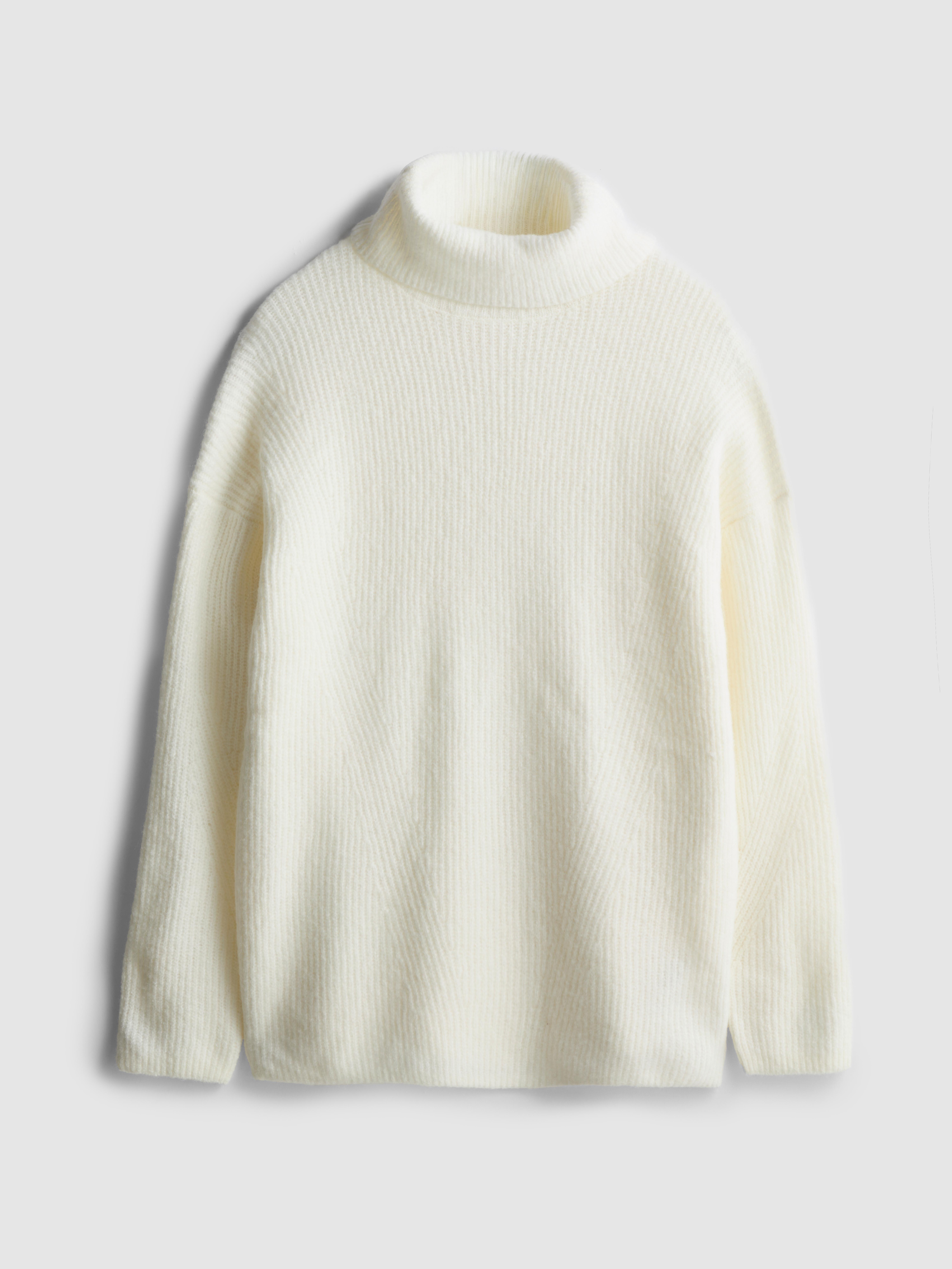 Ribbed Turtle Neck Jumper Ivory