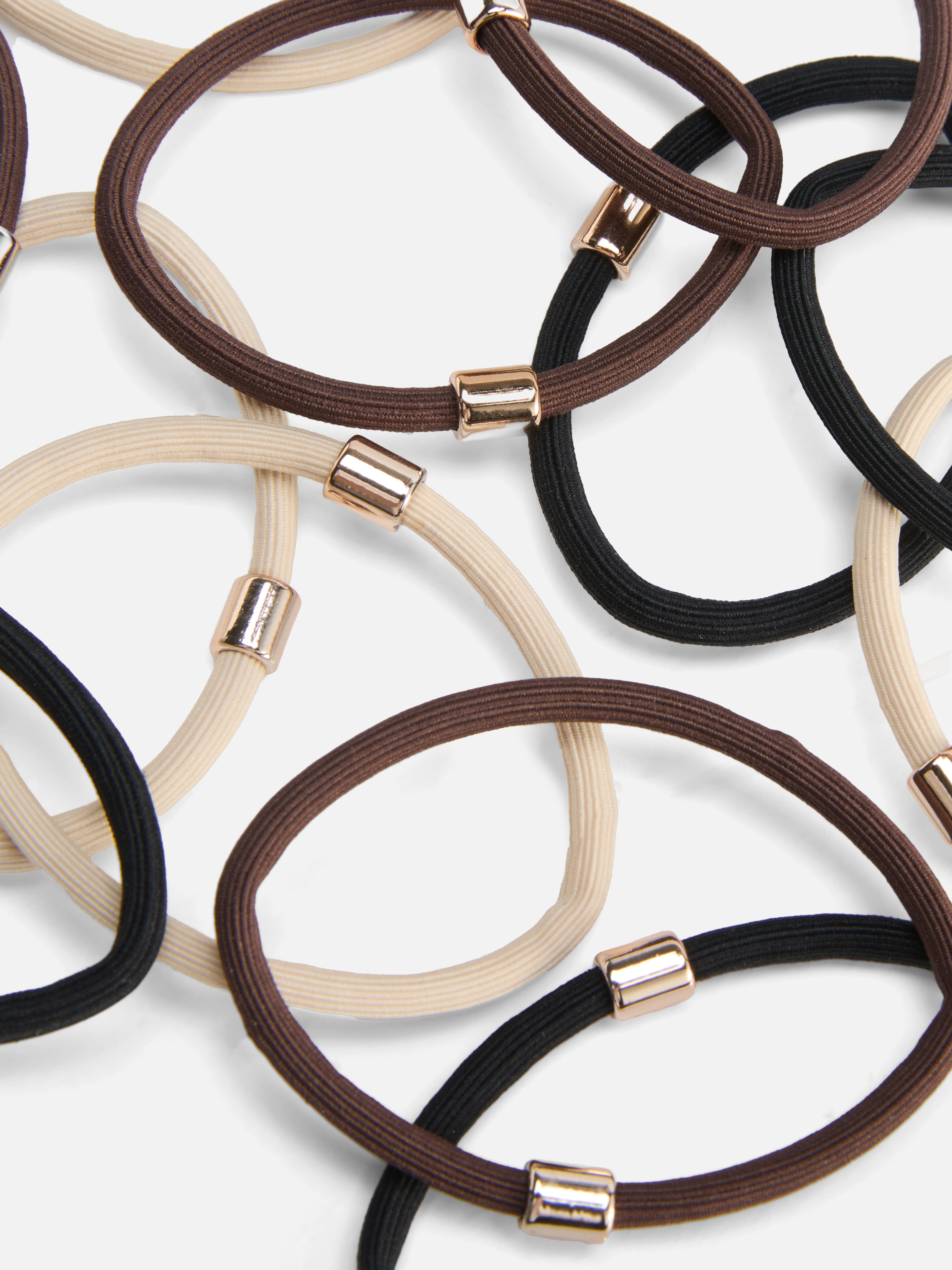 12pk Gold Detail Mixed Elastic Bands